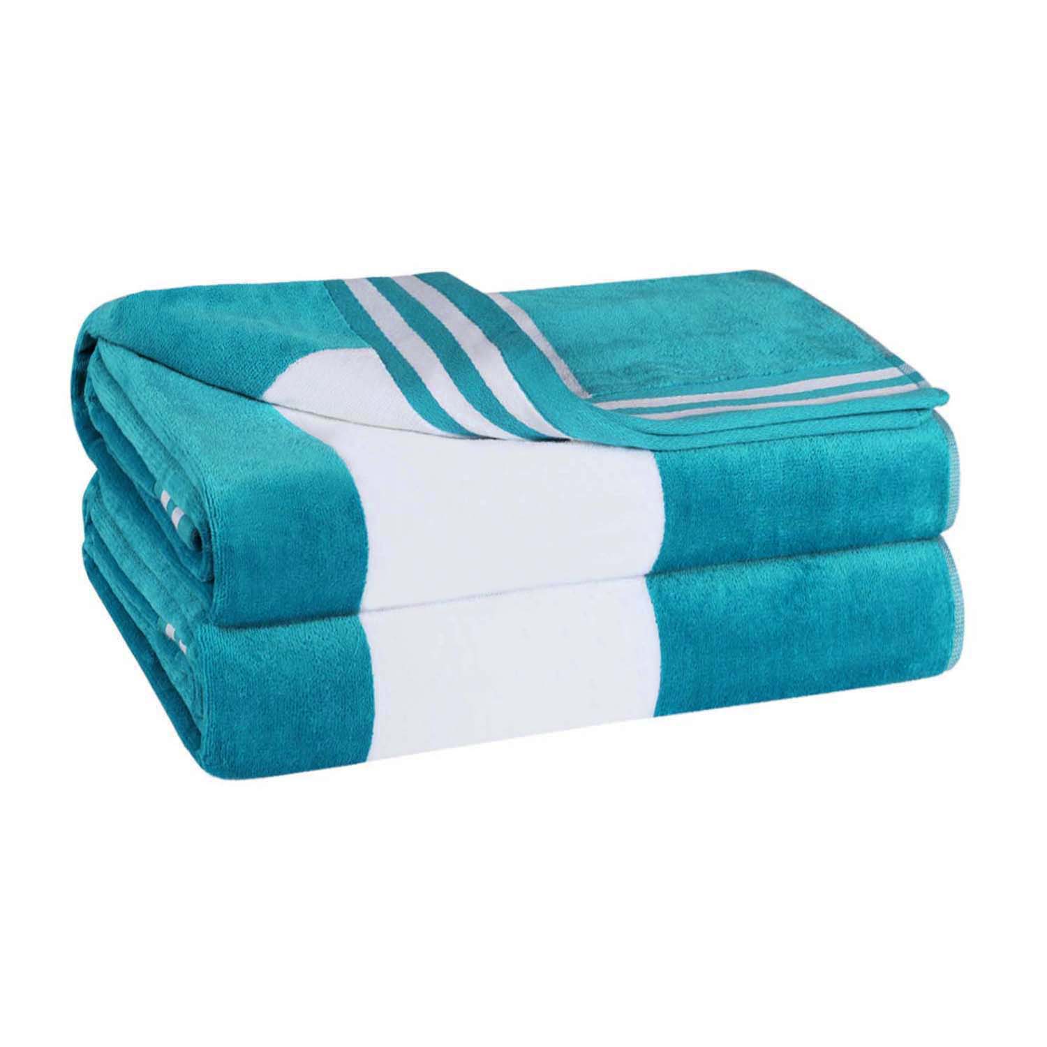 Premium Cabana Stripe Oversized Cotton Beach Towel Set of 2, 4, or 6 - Soft, Absorbent & Quick-Drying for Pool, Beach, Vacation & Spa Use