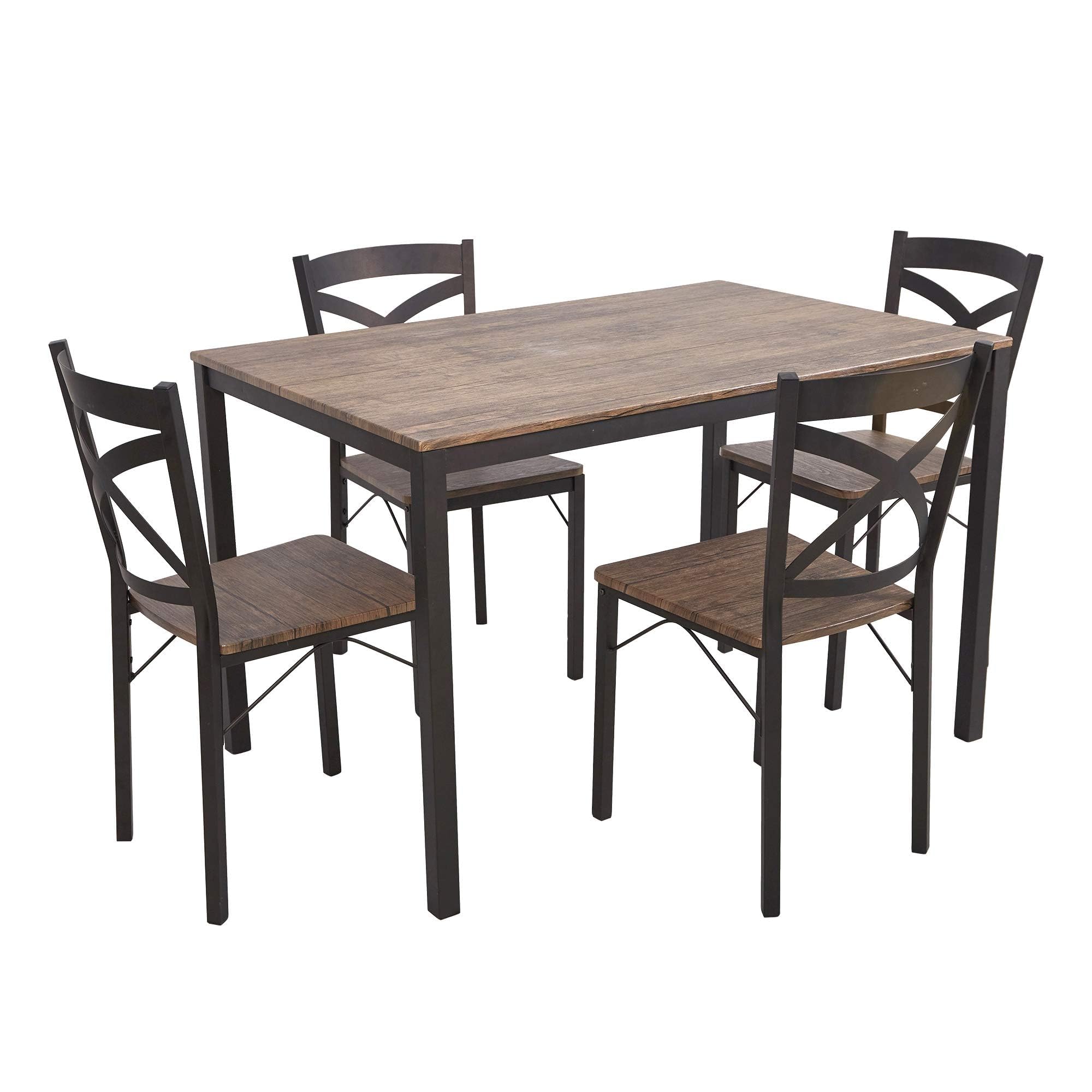 5-Piece Modern Dining Table Set for 4 with Stainless Steel Frame - Perfect for Small Kitchens, Apartments & Cozy Family Meals