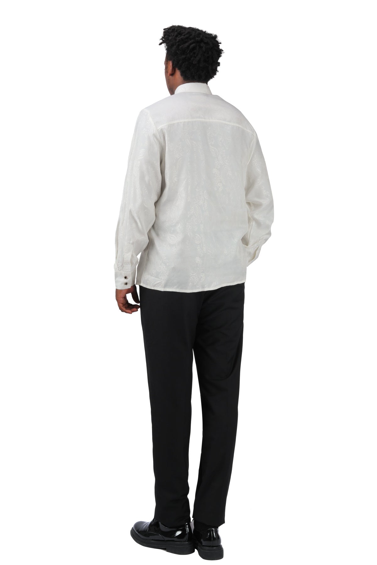 Slim Fit Embroidered White Paisley Shirt for Men - Stylish Casual Button Down Top for Office, Date Night & Summer Outfits