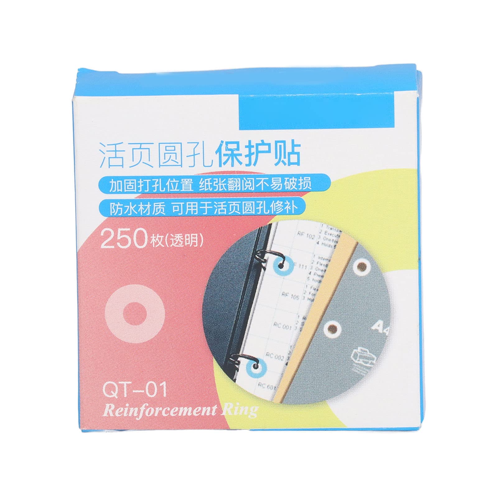 250Pcs Transparent PVC Waterproof Hole Punch Reinforcers Stickers - DIY Perforated Reinforcement Stickers for Strengthening & Repairing Holes - Perfect for Office Documents, School Projects, and Crafting