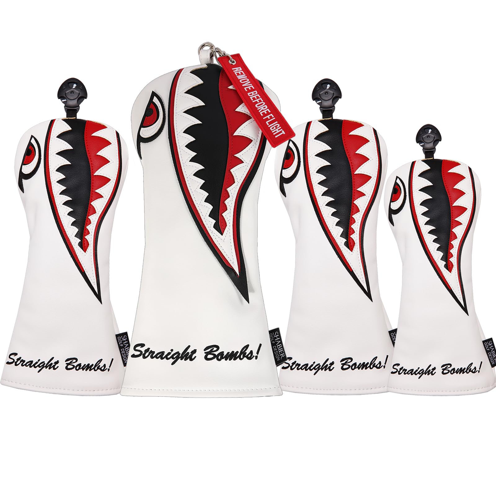 Premium Flying Tiger Warshark Golf Club Headcover - Hybrid Compatible, Durable Protection for Woods & Hybrid Clubs | Perfect for Golf Course & Driving Range Use
