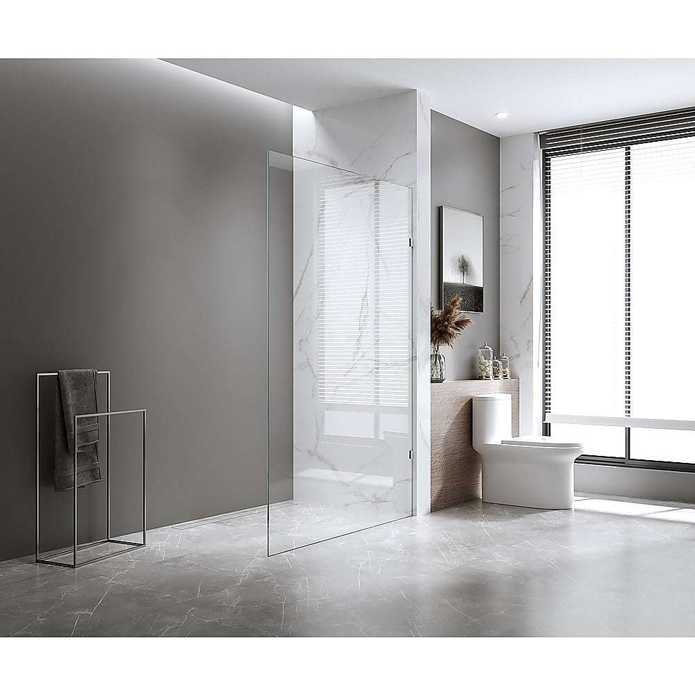 120x200cm Frameless Glass Shower Screen with Gunmetal Wall & Floor U Brackets - Modern Bathroom Enclosure for Walk-in Showers & Wet Rooms