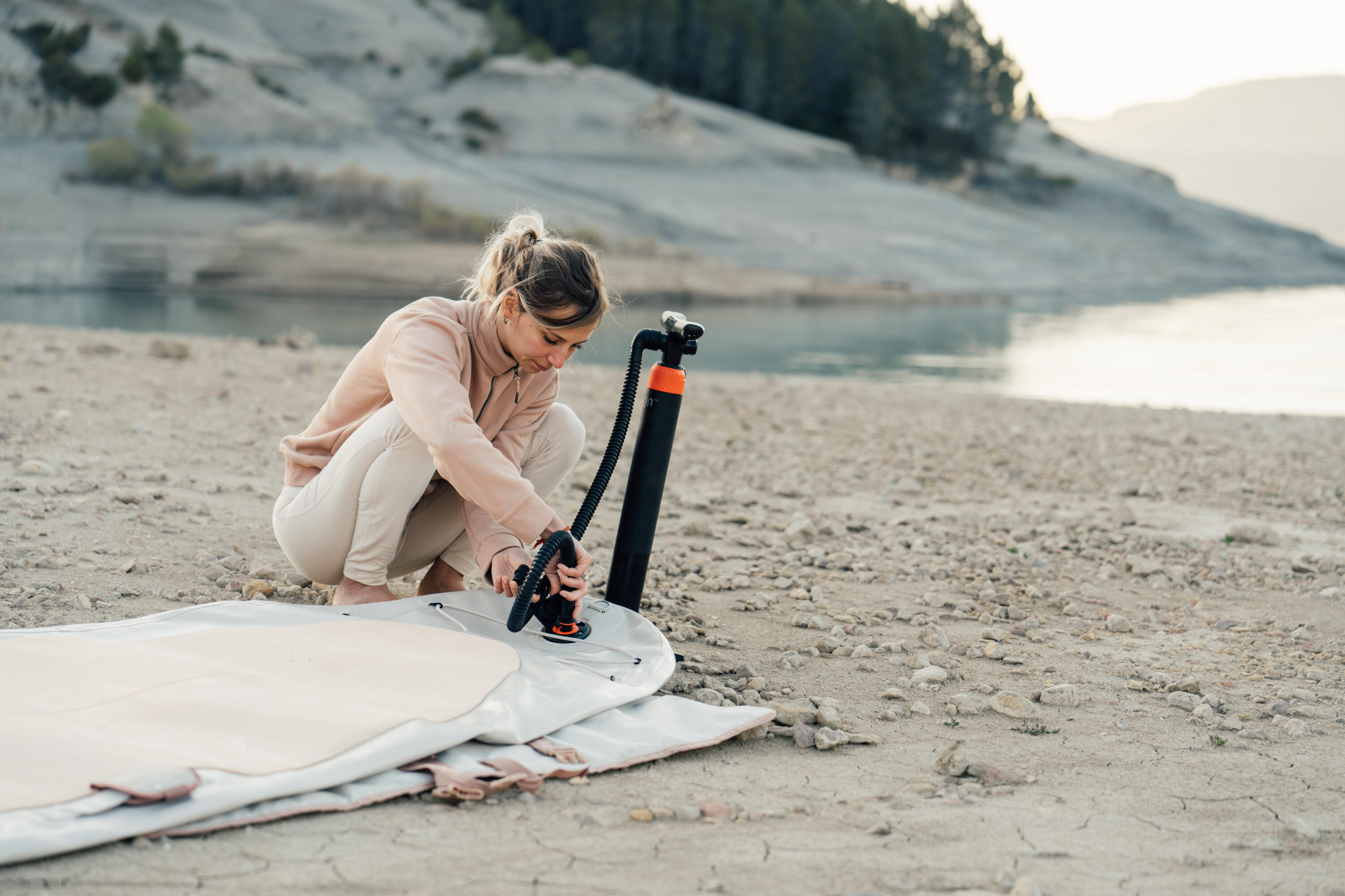 Dual Action High Pressure Hand Pump for Camping & Watersports (0-20 PSI) - Inflate Air Mattresses, Kayaks, and Pool Floats Easily