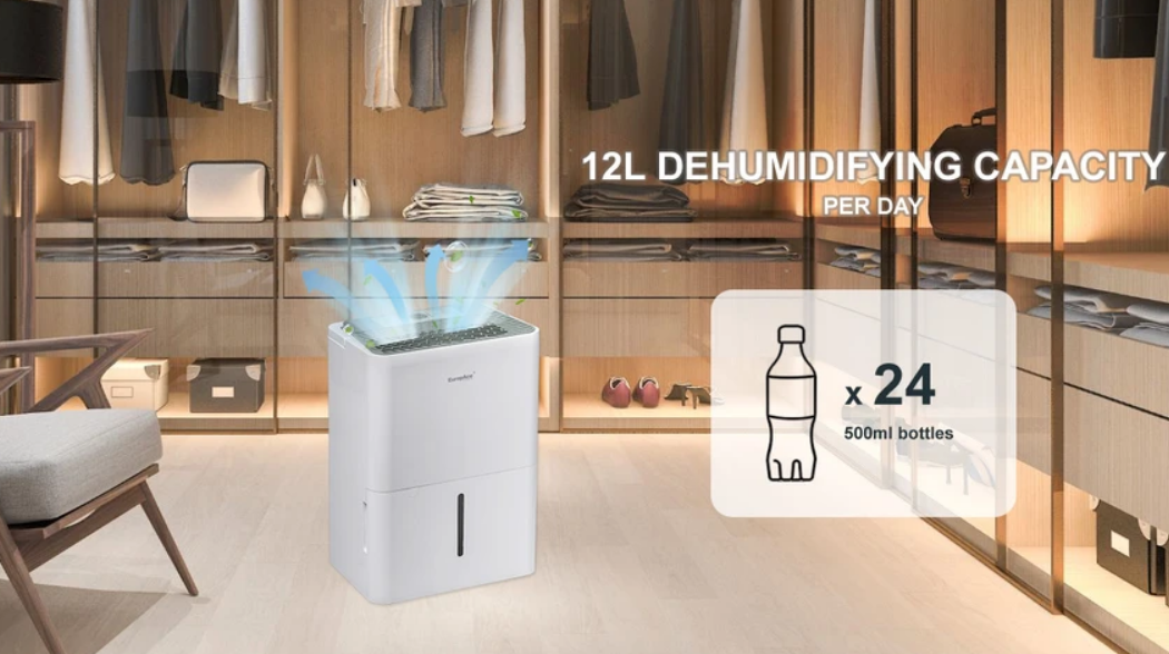 Europace EDH 3125A 3-in-1 Smart WiFi Dehumidifier 12L - Quiet & Energy Efficient for Home, Basement, Bedroom & Office - Removes Moisture & Prevents Mold