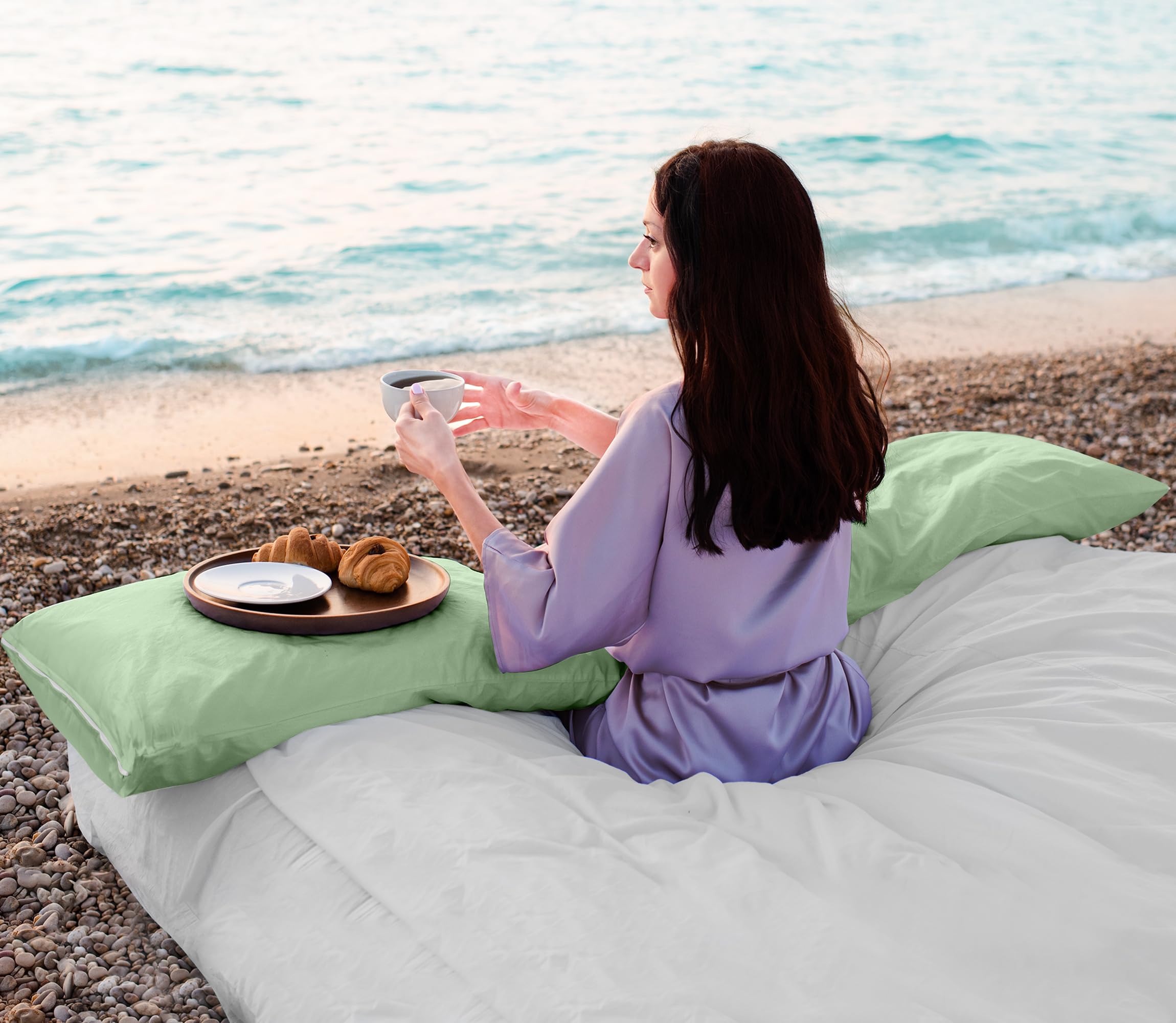 Utopia Bedding Waterproof Pillow Protectors (40 Pack, Sage) - Queen Size 20x28 Inches, Zippered Pillow Cases for Bed Bug Protection & Allergies - Ideal for Hotels, Dorms, Home Use & Travel Accessories