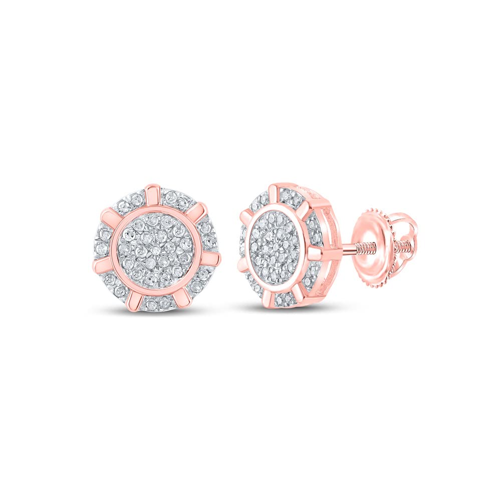 10kt Rose Gold Women's Round Diamond Cluster Earrings - 1/5 Cttw Stud Earrings for Everyday Wear, Gift Giving & Special Occasions