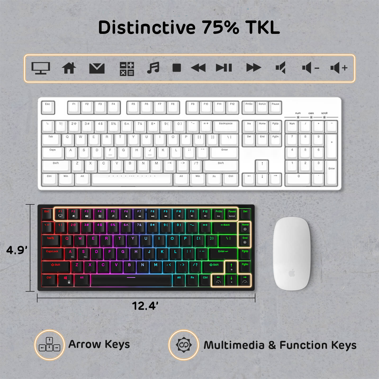 RK84 75% Wired Mechanical Keyboard - Compact 84-Key RGB Backlit Gaming Keyboard with Hot-Swappable Switches for PC/Mac Gamers & Typists - Perfect for Esports, Office Work & Programming