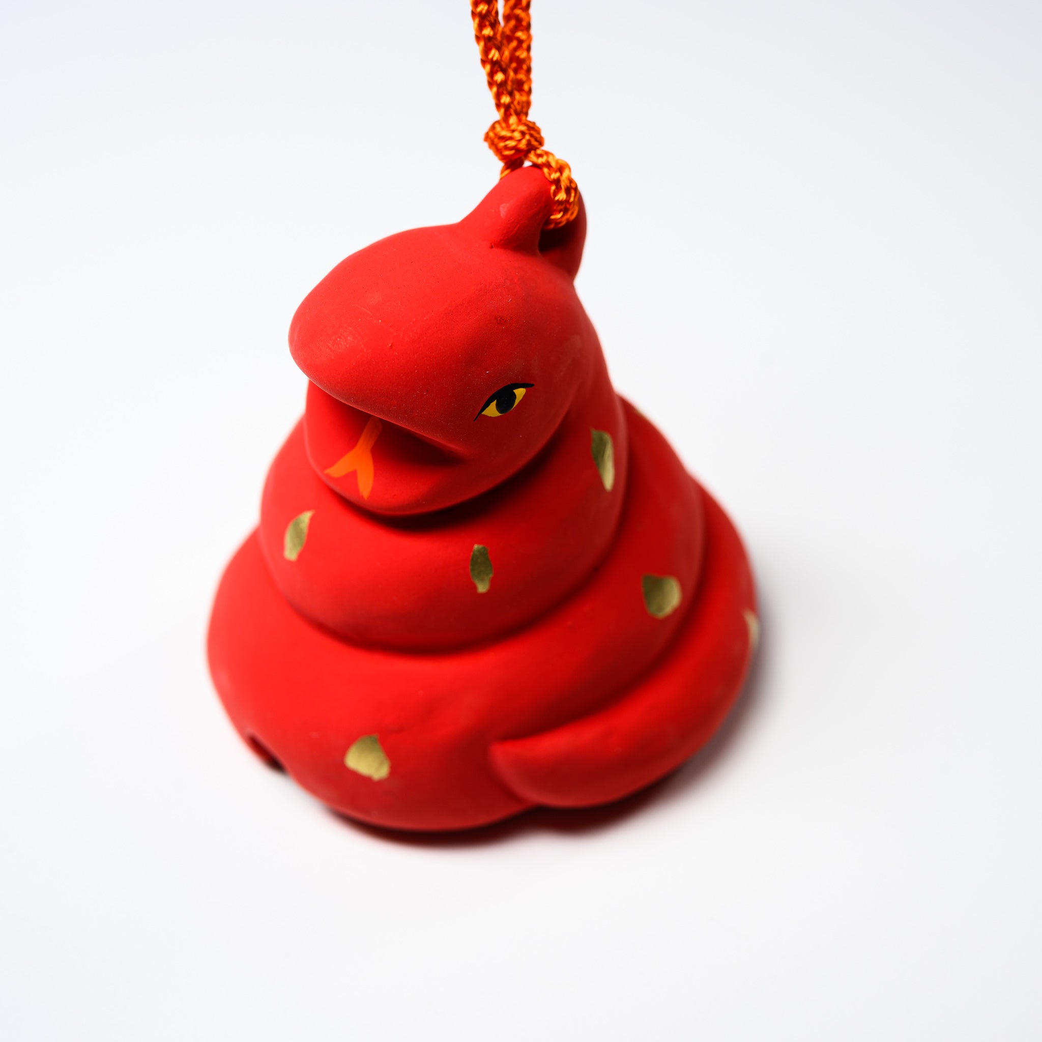 Seto Ware Handmade Lucky Snake Bell Charm - Japanese Traditional Fortune Ornament for Home Decor, Gift Giving & Feng Shui