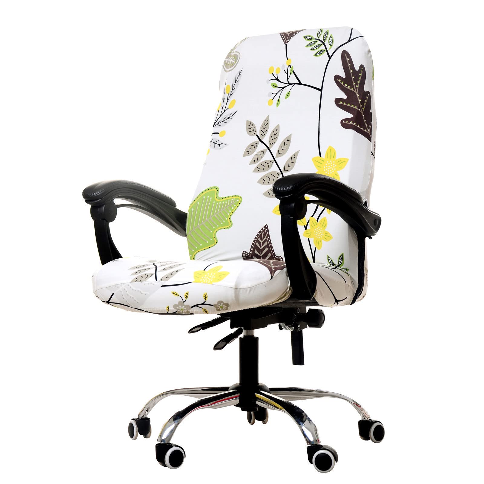 Stretchable Printed Office Chair Cover - Universal Computer & Boss Chair Slipcover - Washable & Removable High Back Design for Rotating Chairs (Fits 19.6