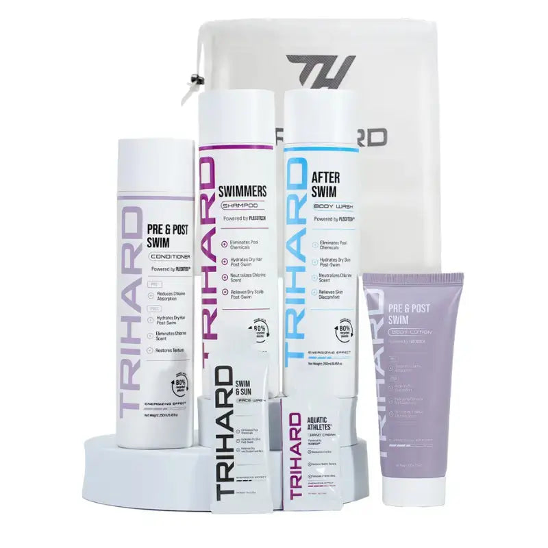 Swimmer Essential Skincare Kit for Men & Women - Pre & Post Swim Moisturizing Lotion, Chlorine Protection Cream & Body Wash Set - Perfect for Pool, Beach & Water Sports Enthusiasts