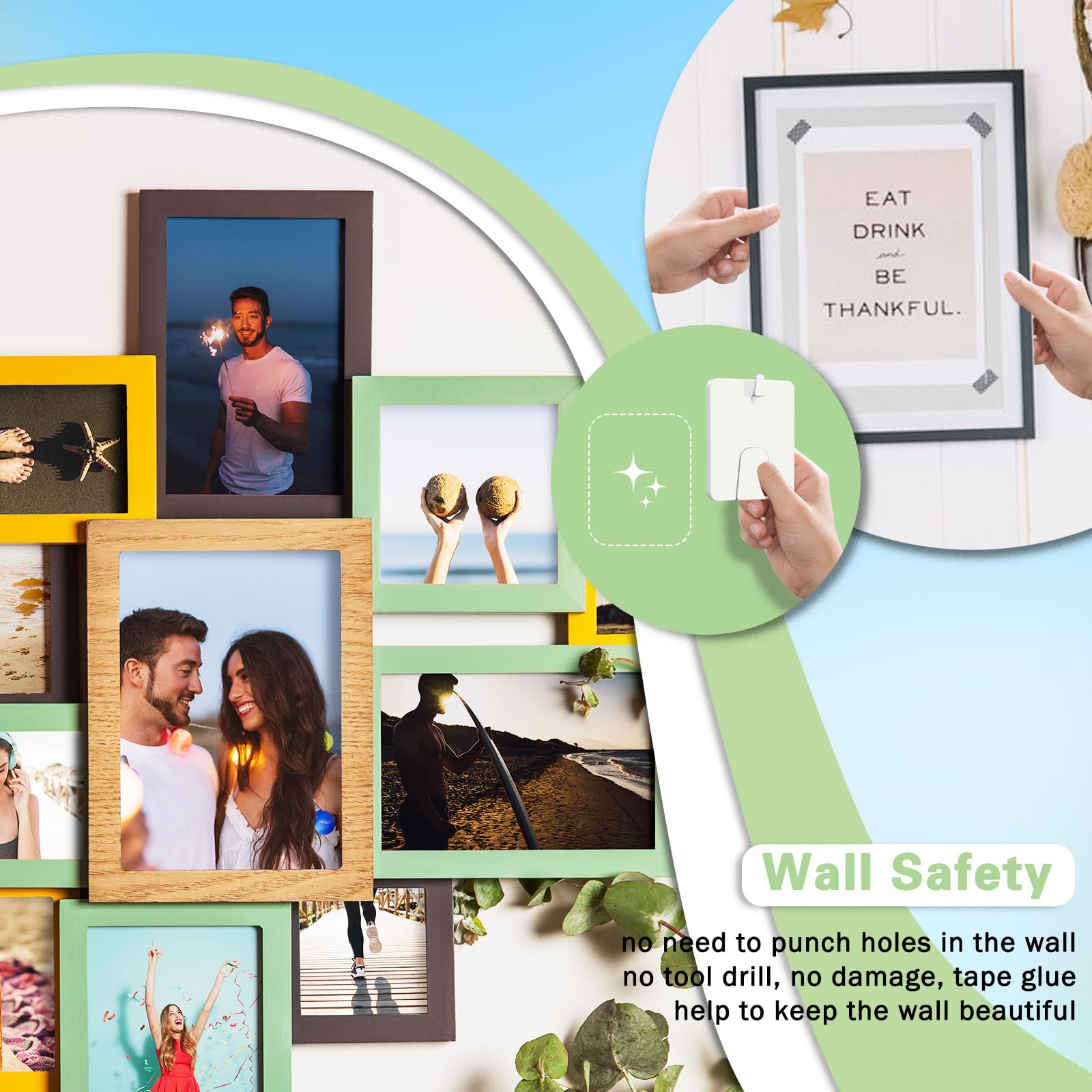 No Nail Picture Hangers for Frames - Damage-Free Adhesive Hooks for Sawtooth/Wire Back Frames, Wall Art & Photo Hanging - Perfect for Home, Office & Gallery Decor