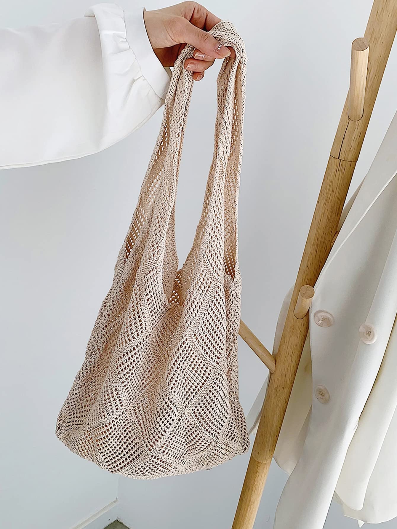 Verdusa Women's Knit Tote Bag - Stylish Shoulder Handbag for Summer, Beach, Shopping & Travel | Lightweight & Spacious Cotton Knit Purse for Women's Daily Use