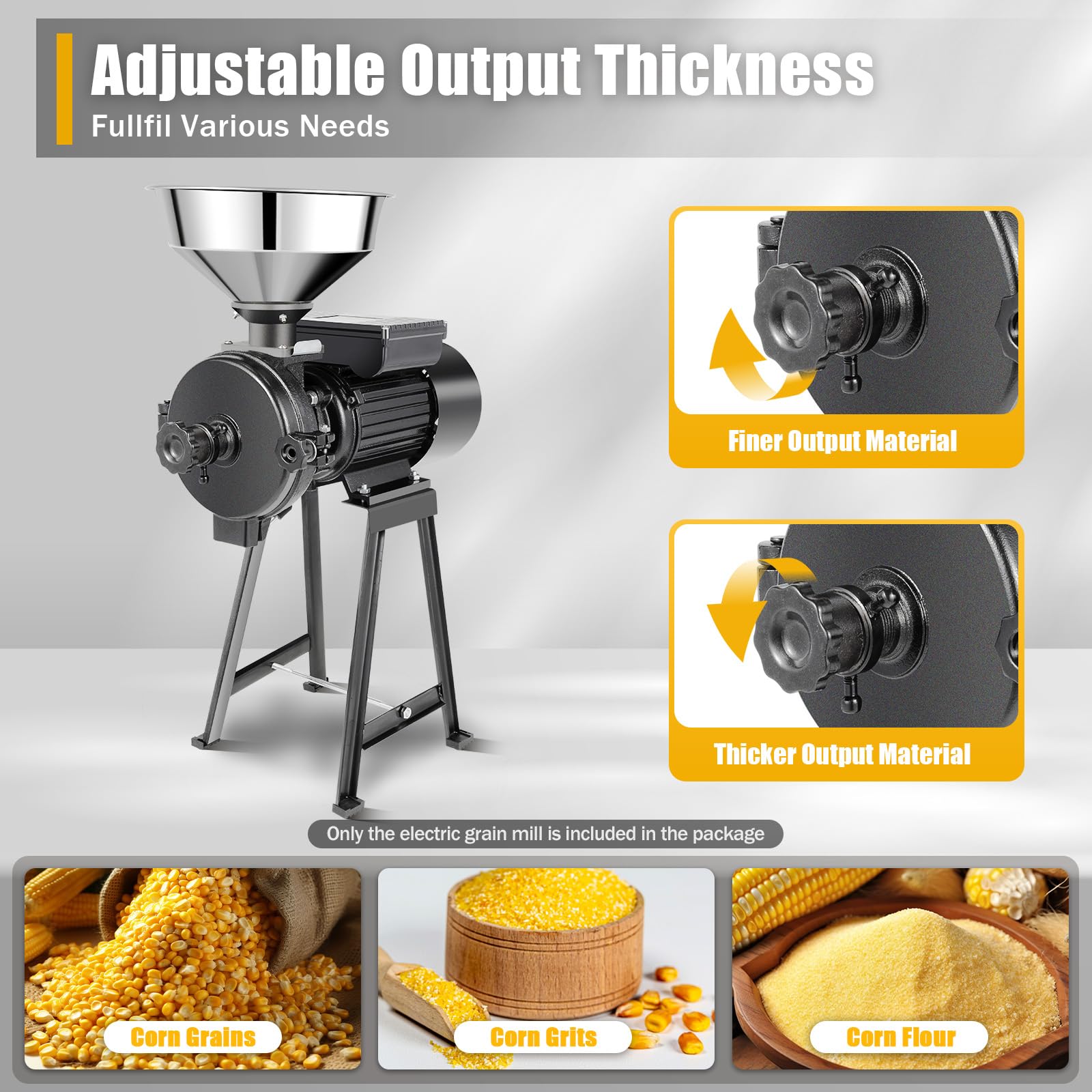 1500W Commercial Electric Grain Mill Grinder - Stainless Steel Wheat, Corn, Rice, Coffee Flour Milling Machine for Home & Bakery Use - 1400r/m, 110V (Perfect for Grinding Grains, Spices & Making Fresh Flour)