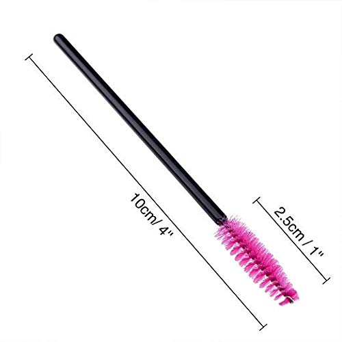 50 PCS Disposable Eyelash Brushes & Mascara Wands - Rose Red Cosmetic Makeup Brush Kit for Eyelash Extension, Eyebrow Styling & Professional Salon Use
