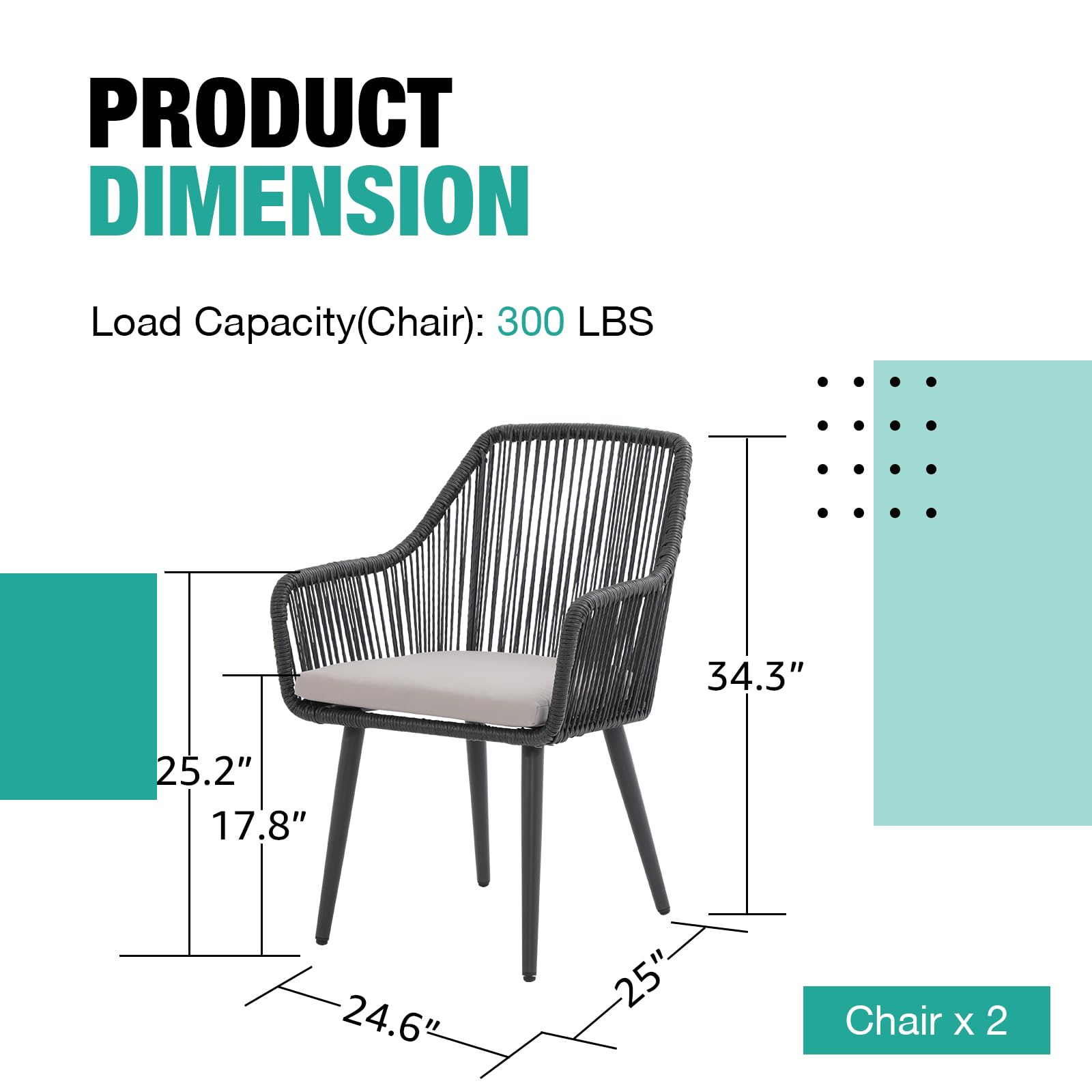 **Patiorama Outdoor Dining Chairs Set of 2 - All-Weather Woven Rattan Chairs with Armrests for Patio, Balcony, Pool & Backyard - Black - Perfect for Relaxing, Entertaining & Outdoor Dining**