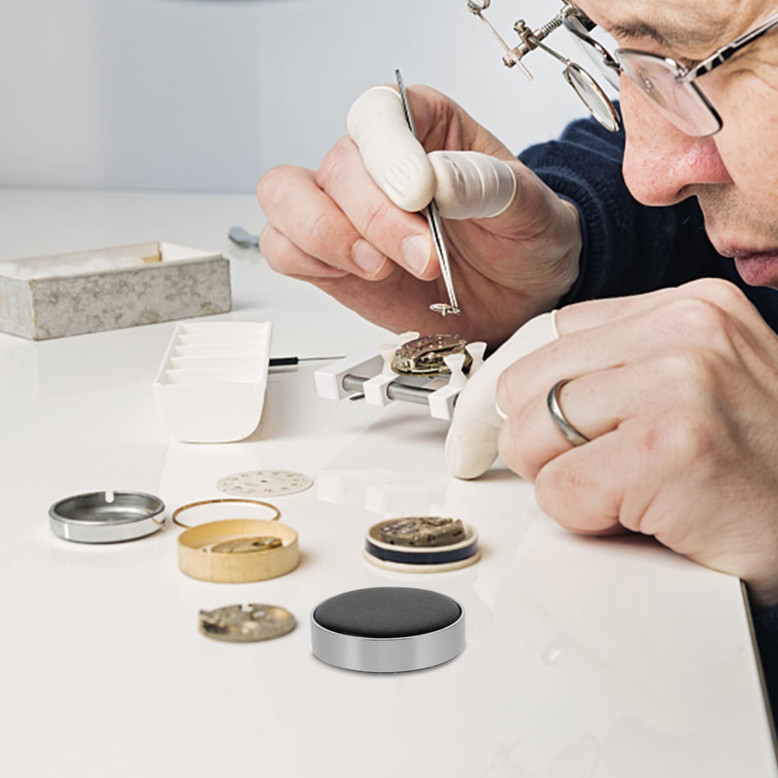 Hemobllo Watch Movement Pad & Casing Pad - Watch Demagnetizer & Repair Tool Kit with Aluminum Sports Cushion for Watch Press & Movement Repair | Perfect for Watchmakers, DIY Enthusiasts & Sports Watch Maintenance