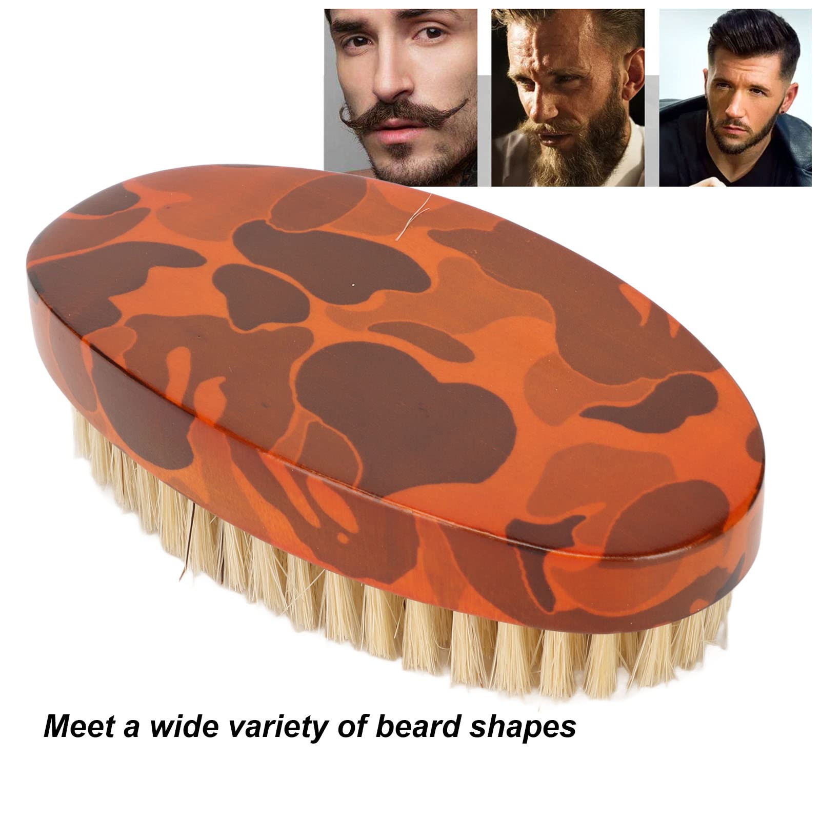 Men's Oval Beard Brush with Wooden Handle - Softening & Grooming for Home & Travel
