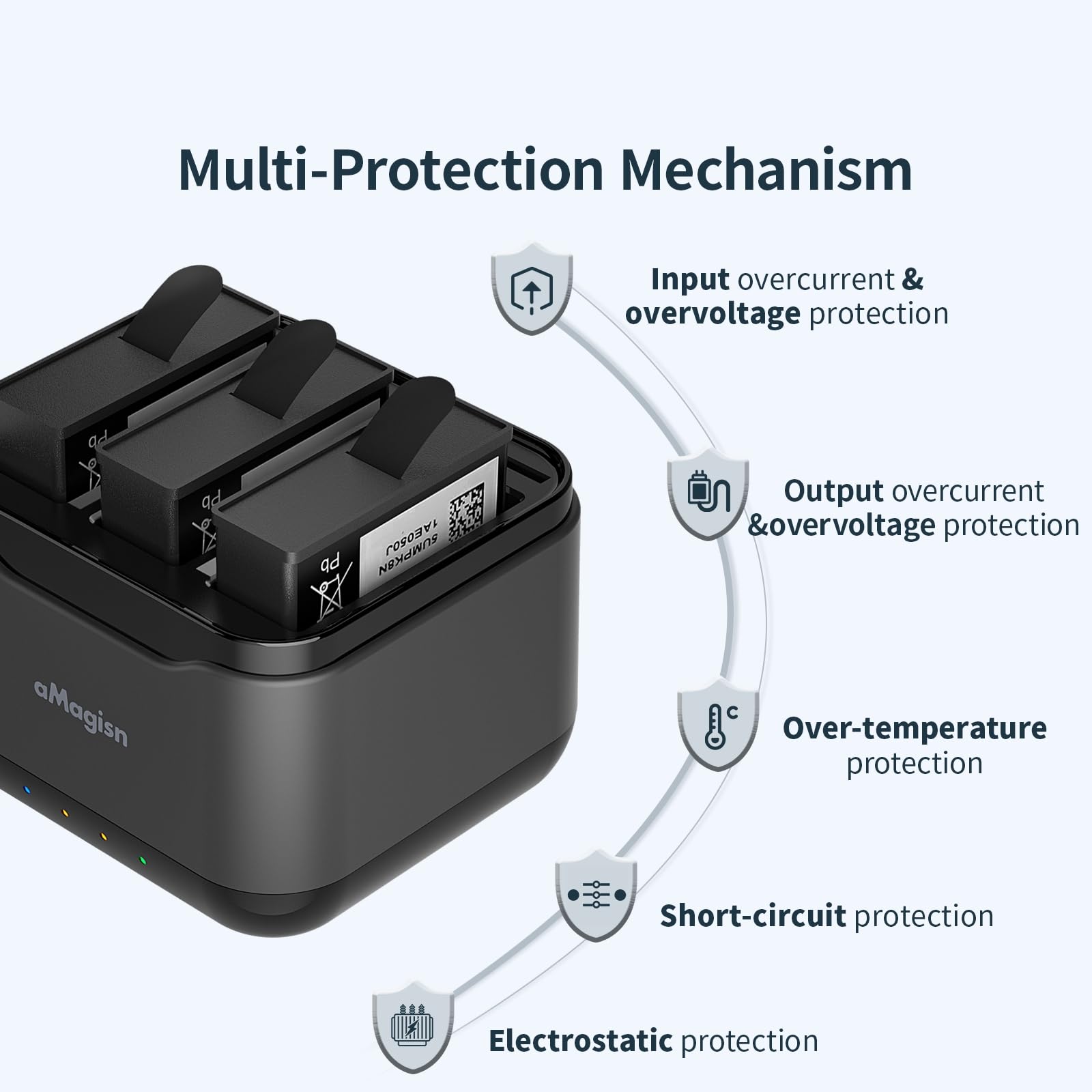 Levigo Sport Camera Battery Charger for DJI Osmo Action 4/3 - Triple Battery Rechargeable Charger Pack | Perfect for Action Camera Enthusiasts, Vloggers & Outdoor Adventures