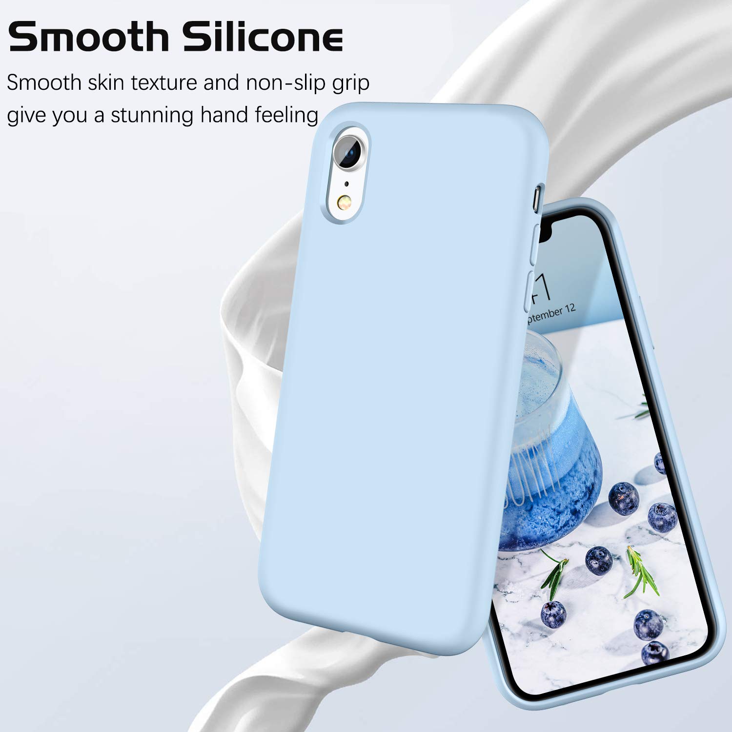 Premium Shockproof Silicone Case for iPhone XR - Soft Gel Rubber Cover with Microfiber Lining & Cushion Texture | Light Blue | Perfect for Daily Protection, Work & Outdoor Activities