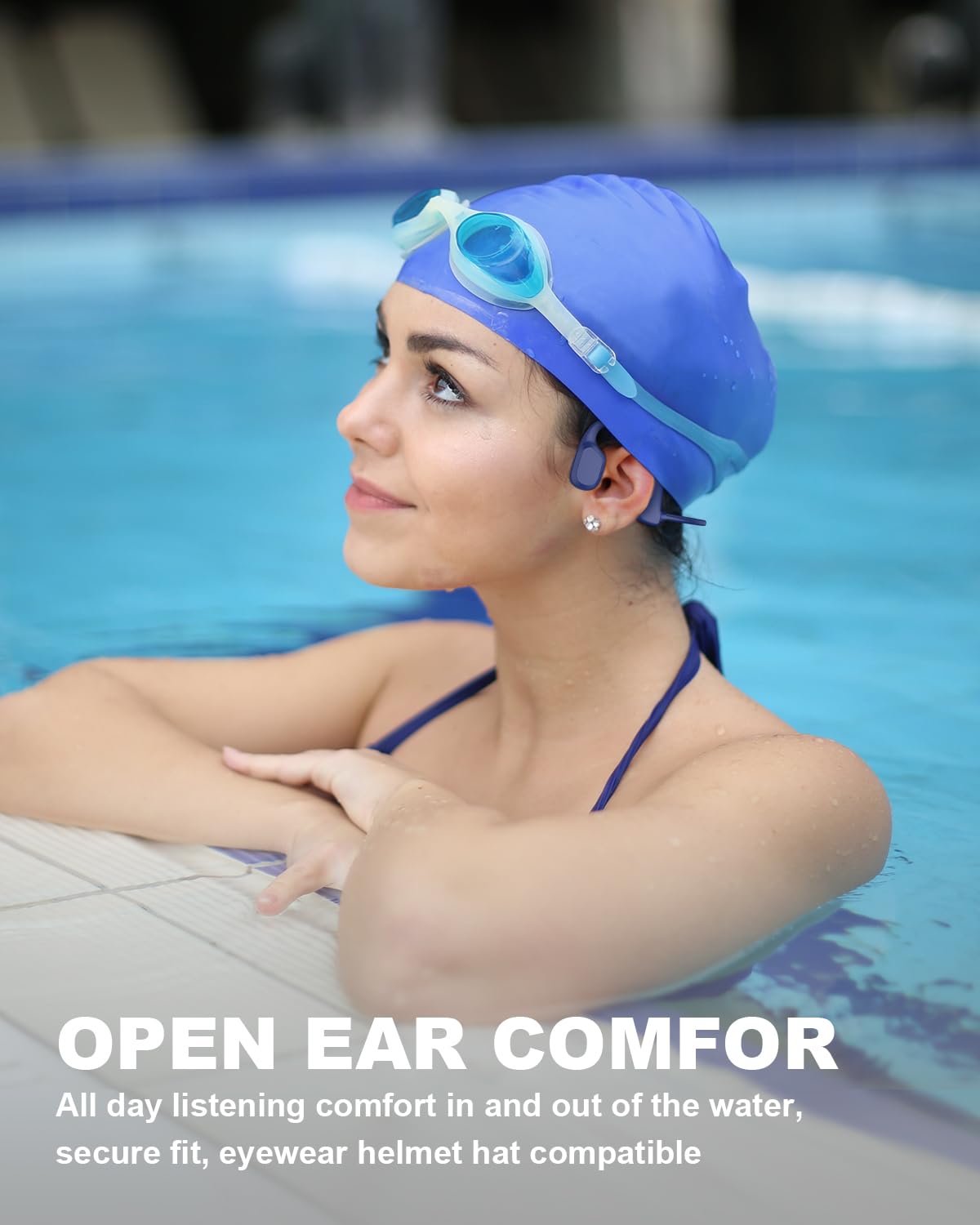 SANOTO Bone Conduction Headphones for Swimming - IP68 Waterproof Wireless Headphones with 8GB MP3 Player, Open Ear Sport Headphones for Running, Cycling, Driving & Workout - Perfect for Pool, Gym & Outdoor Activities