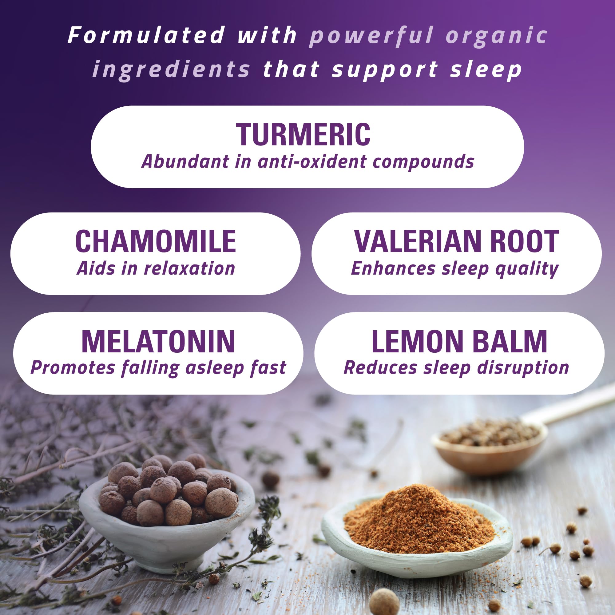 Organic Golden Moon Milk Turmeric Powder Mix with Melatonin & Superfoods – Sleep Aid with Valerian, Chamomile, Lemon Balm, Ginger & Spices | Relaxing Nighttime Drink for Stress Relief & Better Sleep