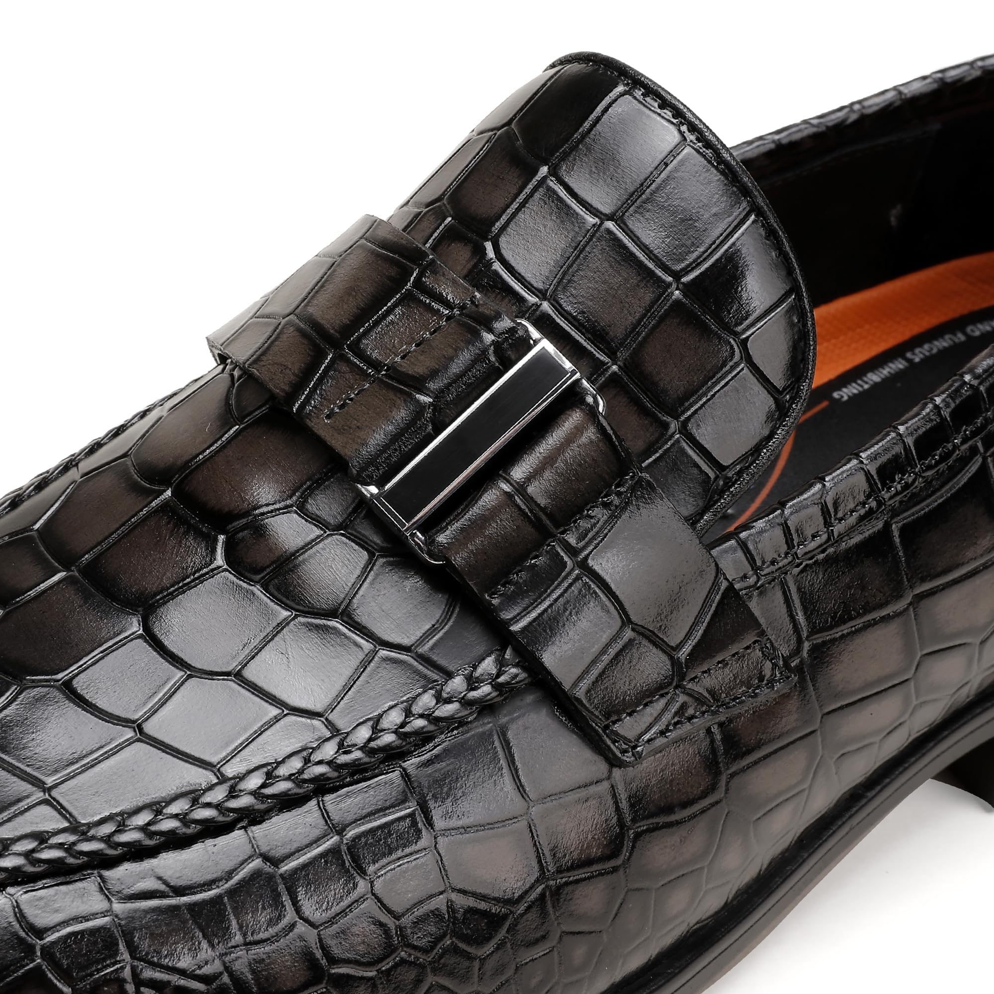 Men's Classic Leather Penny Loafers - Fashion Crocodile Print Business Dress Slip-On Shoes | Comfortable & Stylish for Office, Casual Wear & Formal Occasions
