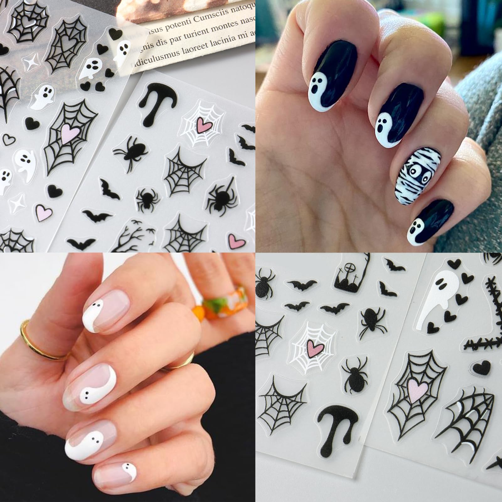 5D Ghost Nail Stickers - Halloween Nail Art Decals for Women, Party & Manicure