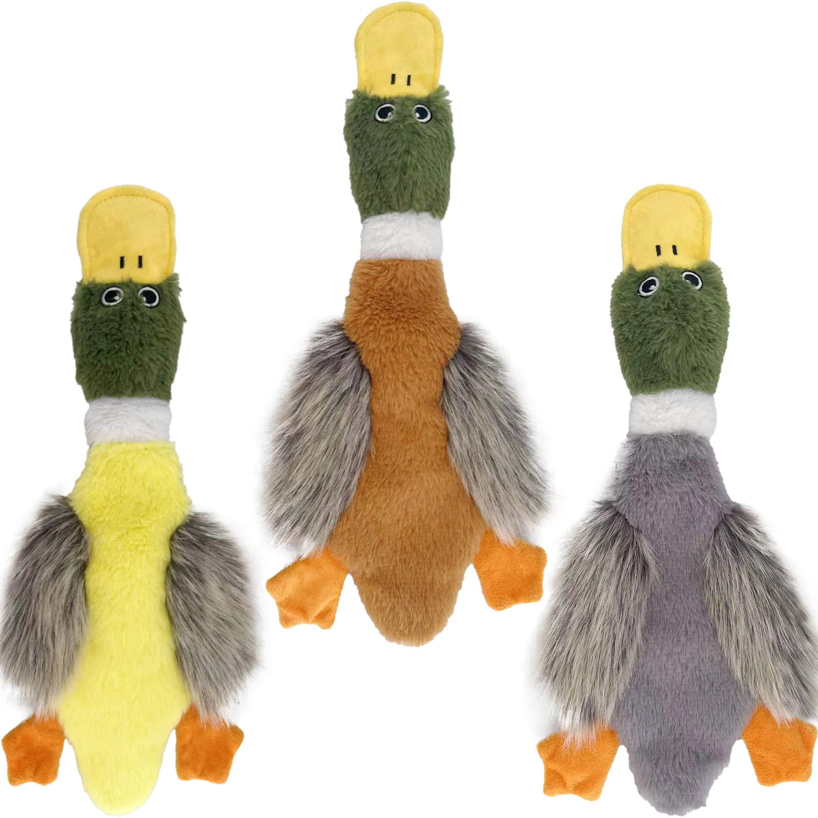 **3 Pack Squeaky Dog Toys for Large Dogs - Indestructible Plush Chew Toys for Aggressive Chewers, Crinkle Paper Duck Puppy Teething Toys (Soft & Durable) - Perfect for Playtime, Training & Anxiety Relief**
