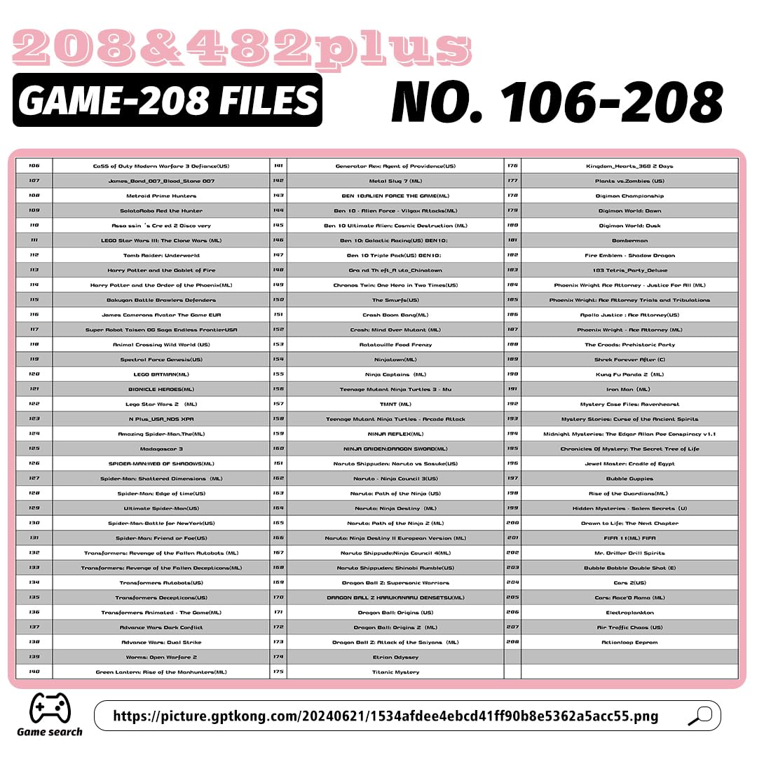208-in-1 & 482-in-1 Game Card Combo Pack - Multi-Console Compatible Game Cartridge for Nintendo, Retro Gaming Systems | Perfect for Family Game Nights & Retro Gaming Enthusiasts