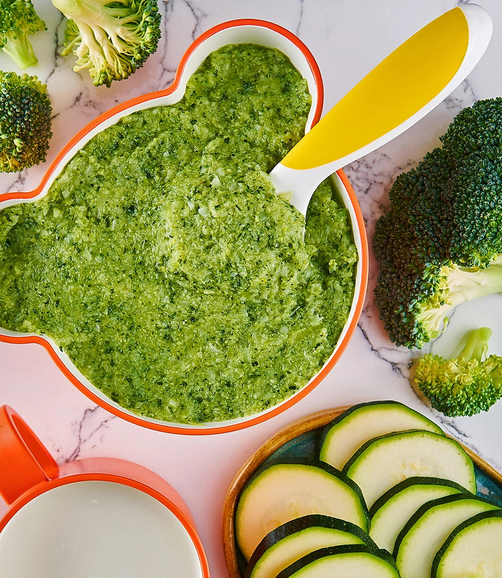 Organic Broccoli and Zucchini Baby Food Puree - Healthy Homemade Vegetable Puree for Infants & Toddlers - Perfect for First Foods, Weaning, and Meal Prep