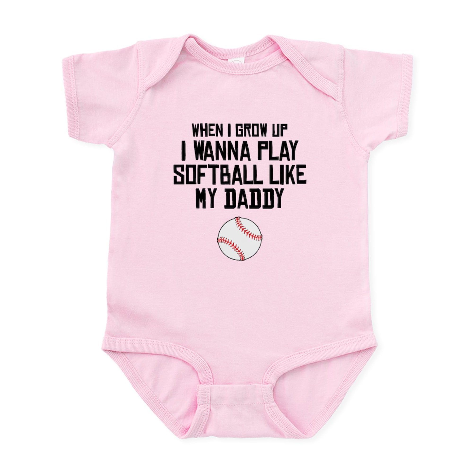 Softball Like My Daddy Baby Bodysuit - Cute Infant Romper for Baseball Fans | Perfect for Game Day & Family Photos