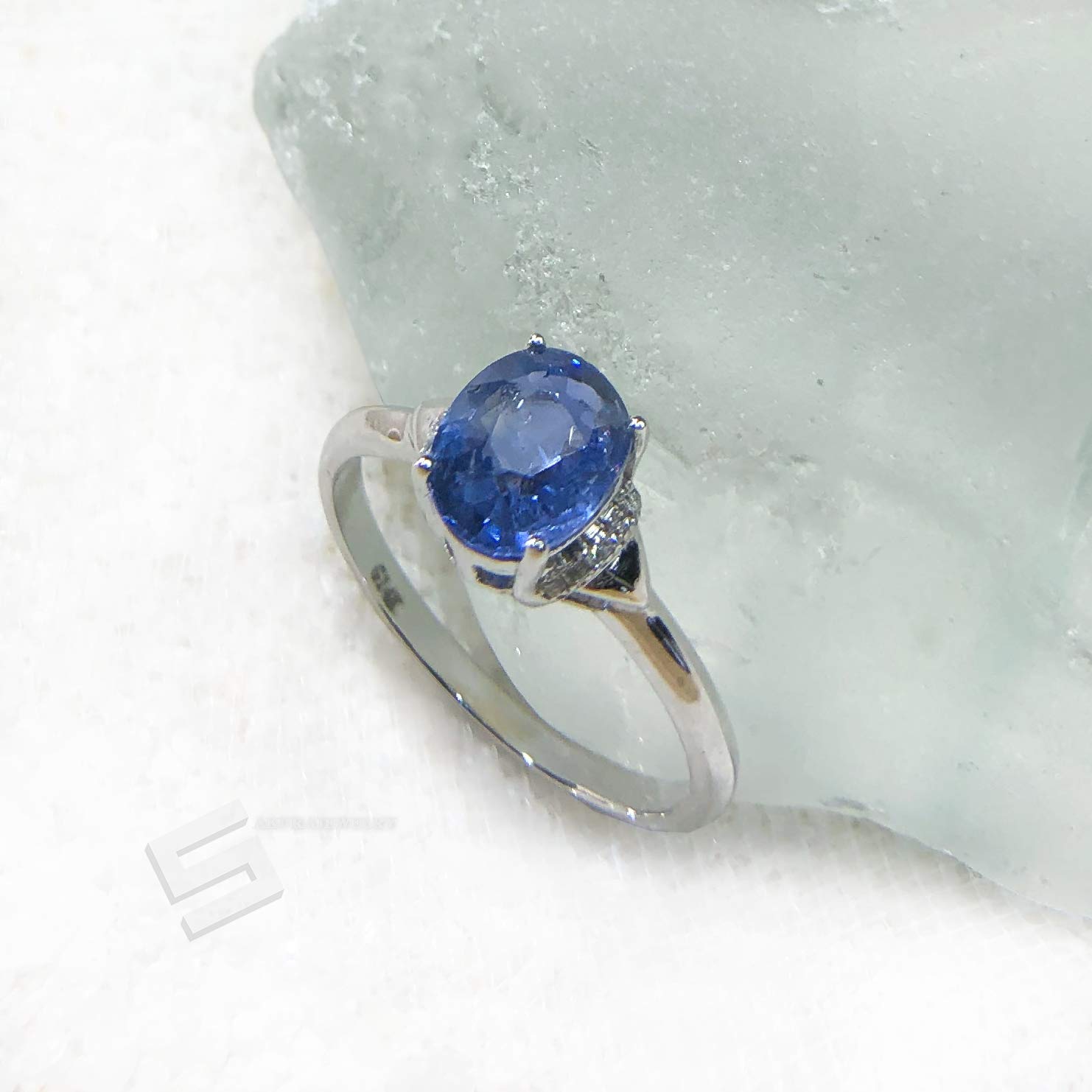 Certified Cornflower Blue Sapphire and Diamond 14KT Solid Gold Engagement Ring - Size 6.5, Promise Ring for Women, Perfect for Anniversaries, Proposals & Special Occasions