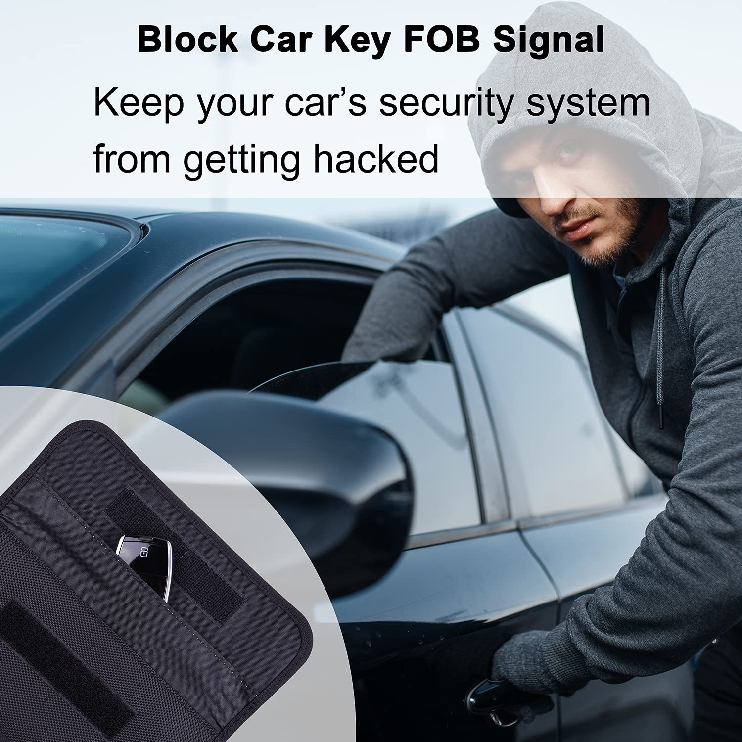Wisdompro 2 Pack Faraday Bag for Phone & Keys - RFID Signal Blocking Pouch, Anti-Tracking Case for Privacy Protection (Black) | Perfect for Travel, Security, and Anti-Spying Use