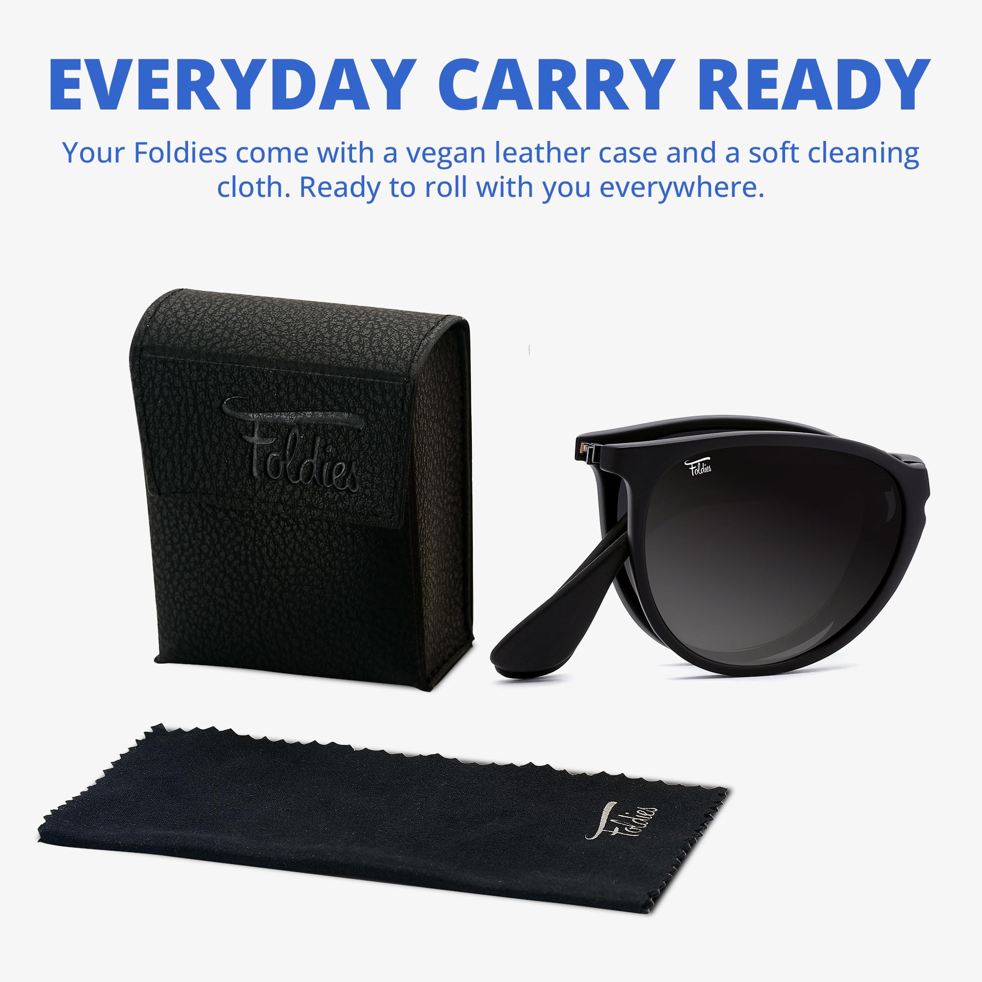 Milano Polarized Folding Sunglasses for Men & Women - UV400 Protection Blocks UVA/UVB - Includes Leather Case - Perfect for Travel, Driving & Outdoor Activities