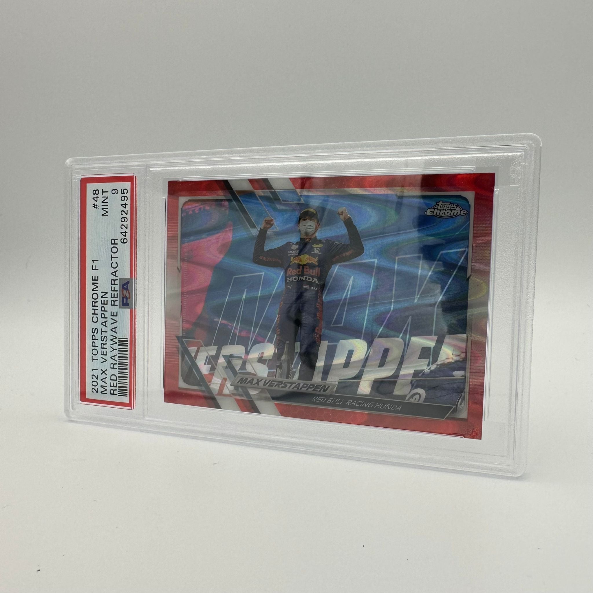 PSA 9 Graded 1/5 Max Verstappen #48 Red Raywave Refractor - Rare Racing Collectible for Display & Investment (F1 Memorabilia, Motorsport Decor)