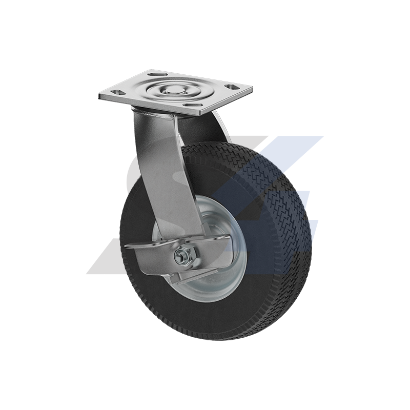 8 x 3 Inch Zinc Swivel Caster Wheels with Cam Brake & Top Plate - Heavy Duty Casters for Furniture, Carts, and Industrial Equipment (Model C000.479)