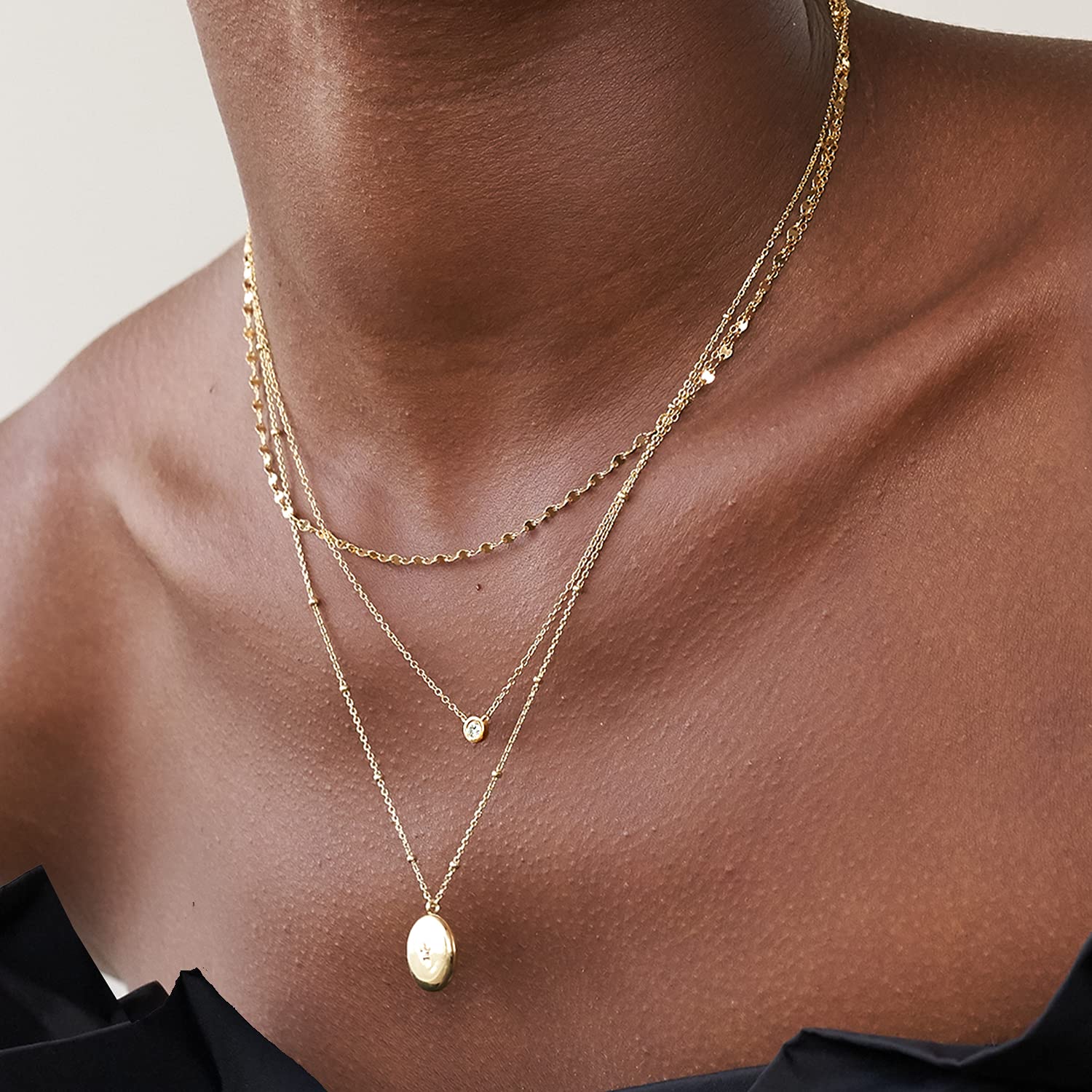 Oak&Luna Juno Diamond Necklace for Women - Round Cut Diamond Pave Choker in Sterling Silver or Gold Plating - Elegant Dainty Pendant Jewelry Gift for Her - Perfect for Summer, Birthday, Mother's Day, Christmas, Anniversary & Special Occasions