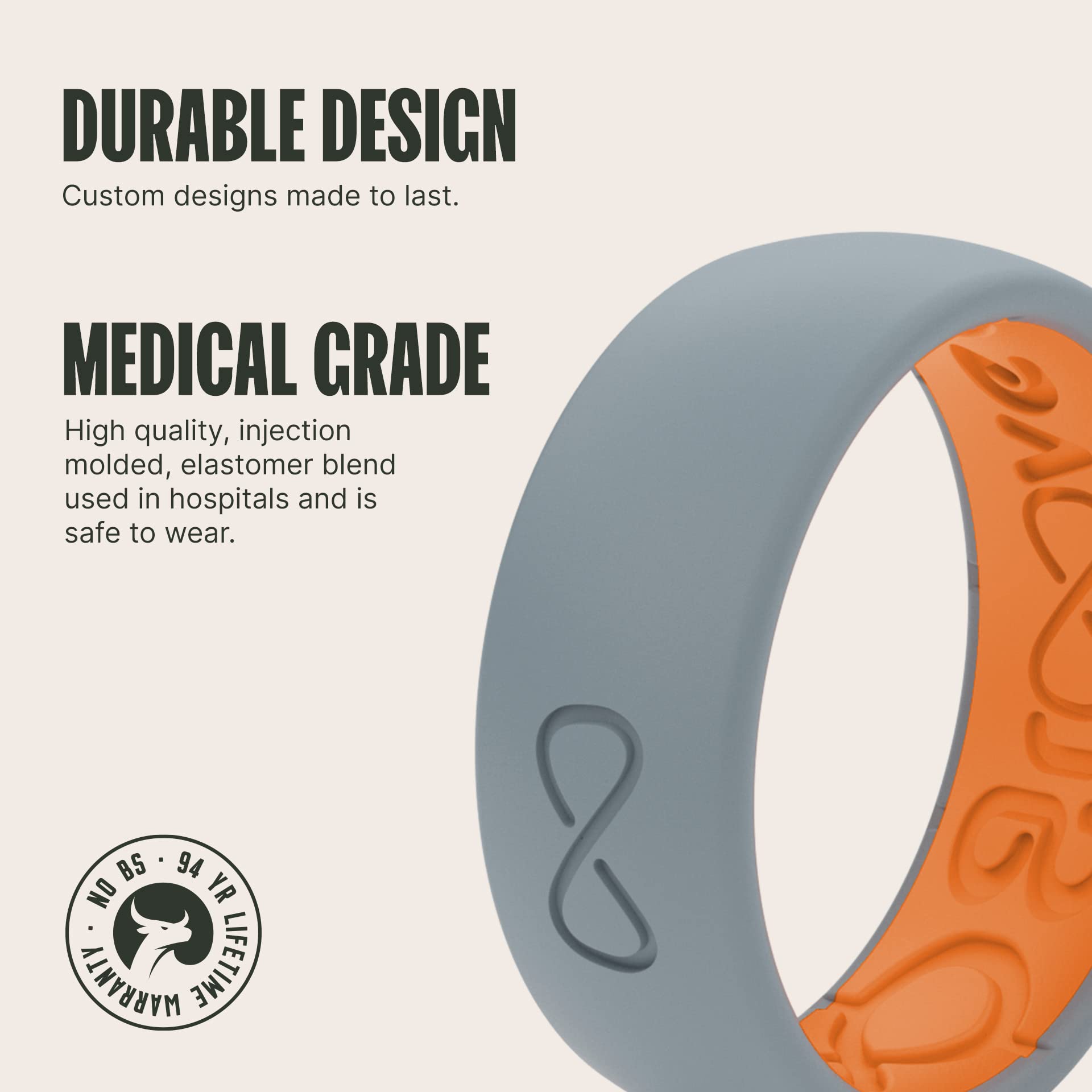 Groove Life Solid Silicone Ring - Breathable Rubber Wedding Band for Men, Durable Comfort Fit Ring with Unique Design | Perfect for Active Lifestyles, Gym, Swimming & Outdoor Adventures