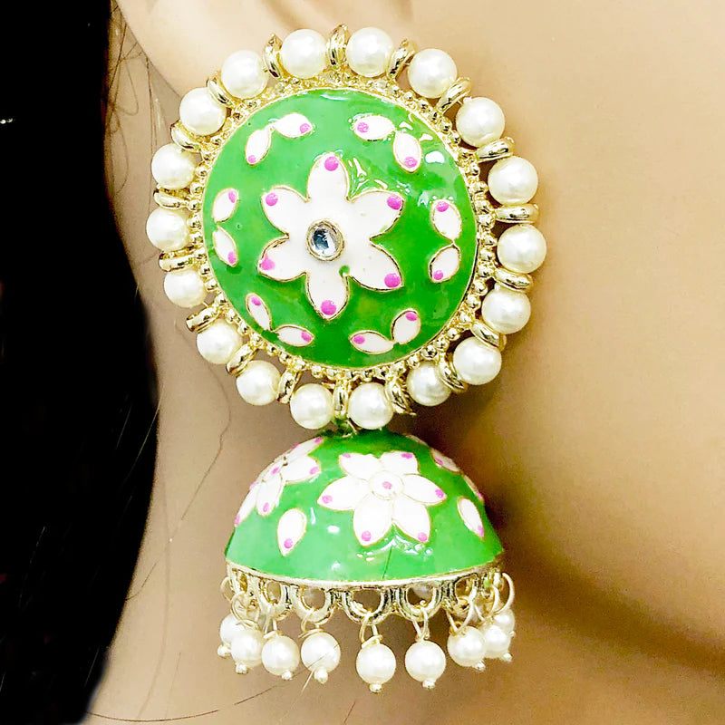 Exquisite White Floral Jhumka Earrings for Women | Traditional Indian Designer Studs | Perfect for Weddings, Parties & Ethnic Outfits