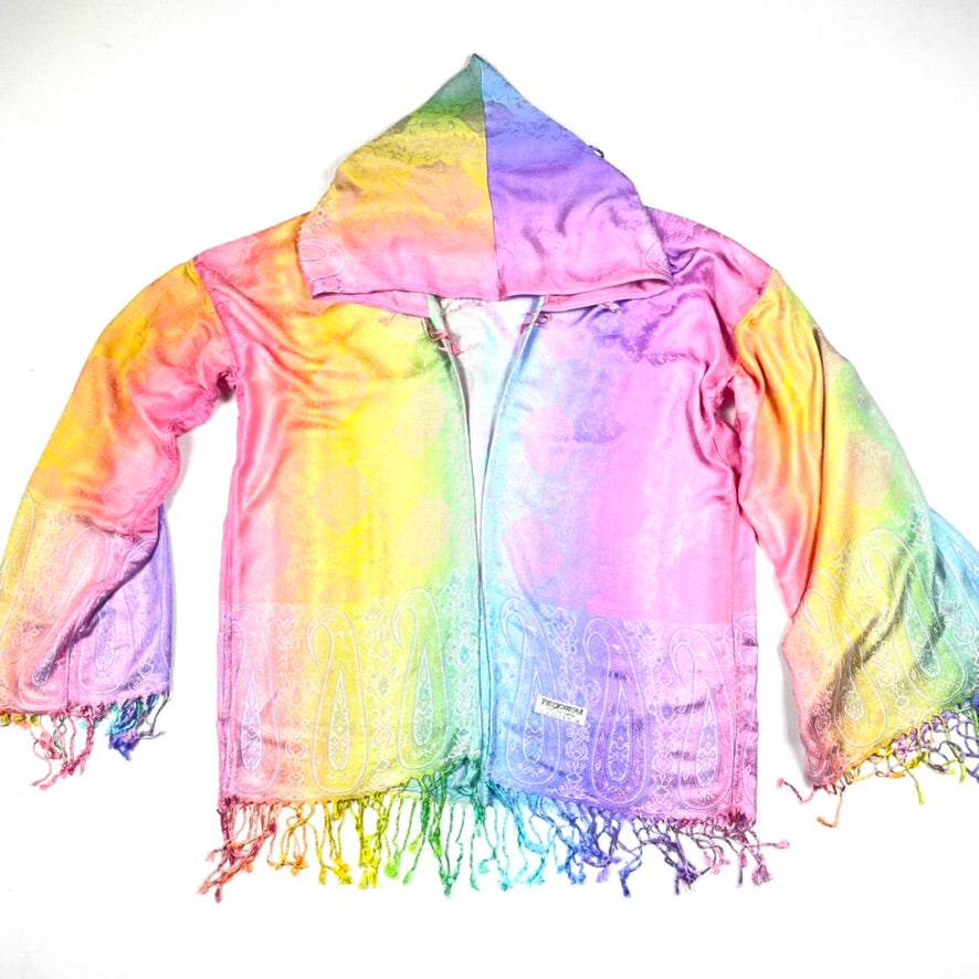 Pastel Rainbow Pashmina Robe - Soft & Cozy Women's Bathrobe for Spa, Lounge & Relaxation at Home