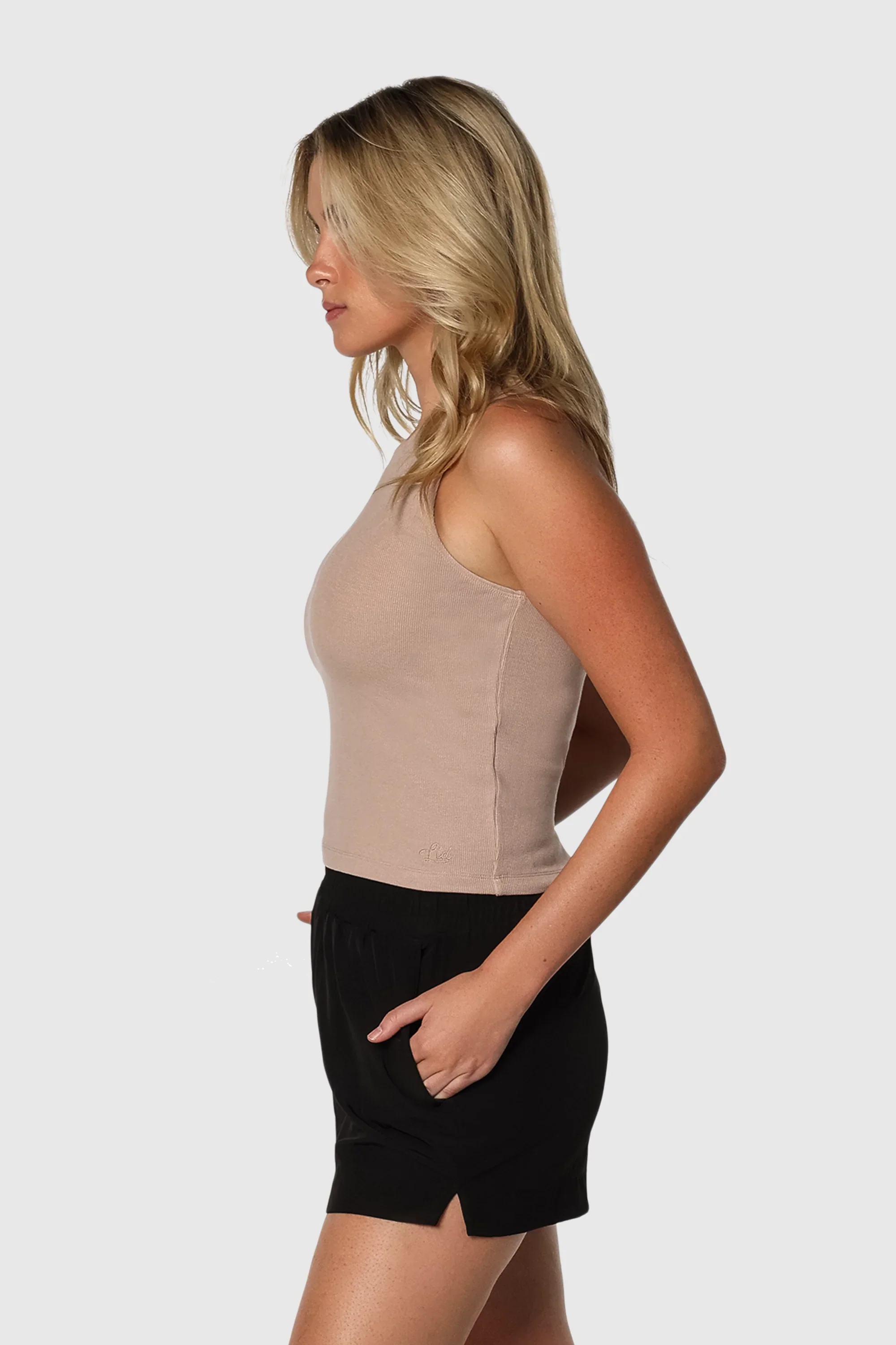 Ribbed Tank Top for Women - Soft Apricot Color, Stretchy & Comfortable - Perfect for Casual Wear, Gym, and Summer Outfits
