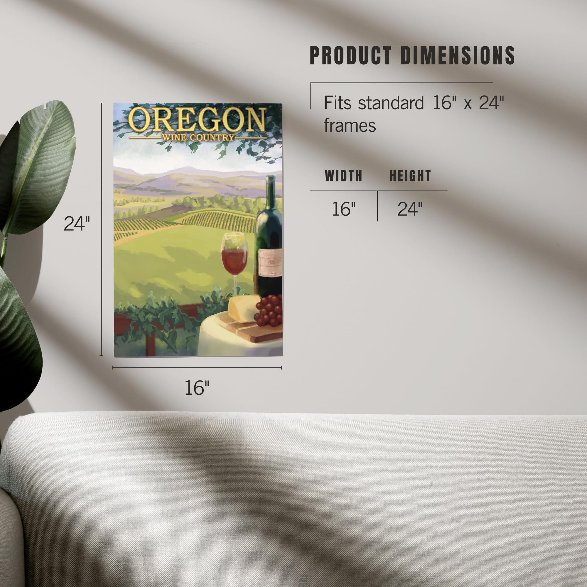 Lantern Press 16x24 Inch Giclee Art Print - Oregon Wine Country Landscape Wall Decor | Perfect for Home, Office & Gift Giving