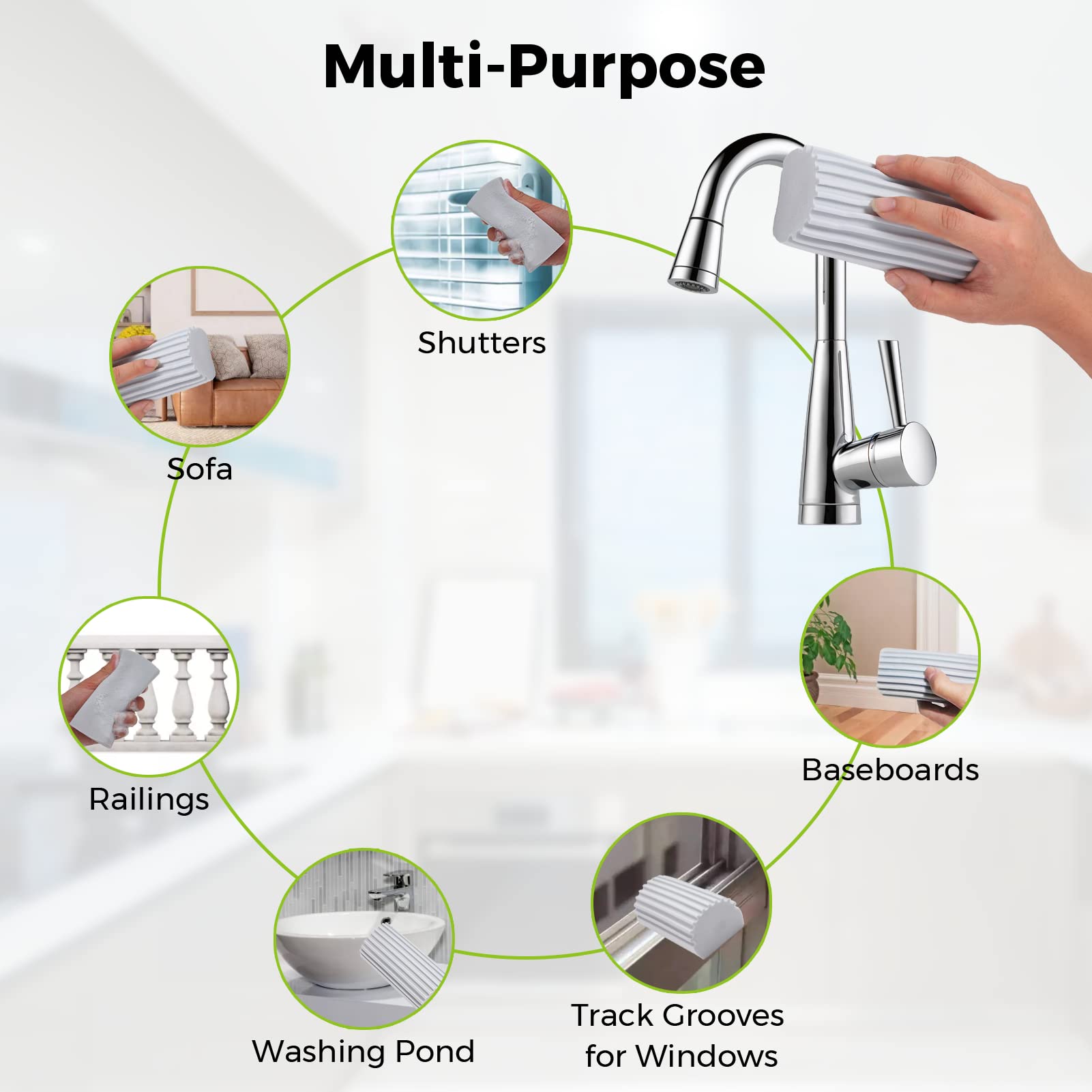 2-Pack Damp Clean Duster Sponge Set - Multi-Purpose Cleaning Brush for Blinds, Glass, Baseboards, Vents, Mirrors & More - Perfect for Dusting, Wiping & Deep Cleaning Hard-to-Reach Areas in Home & Office
