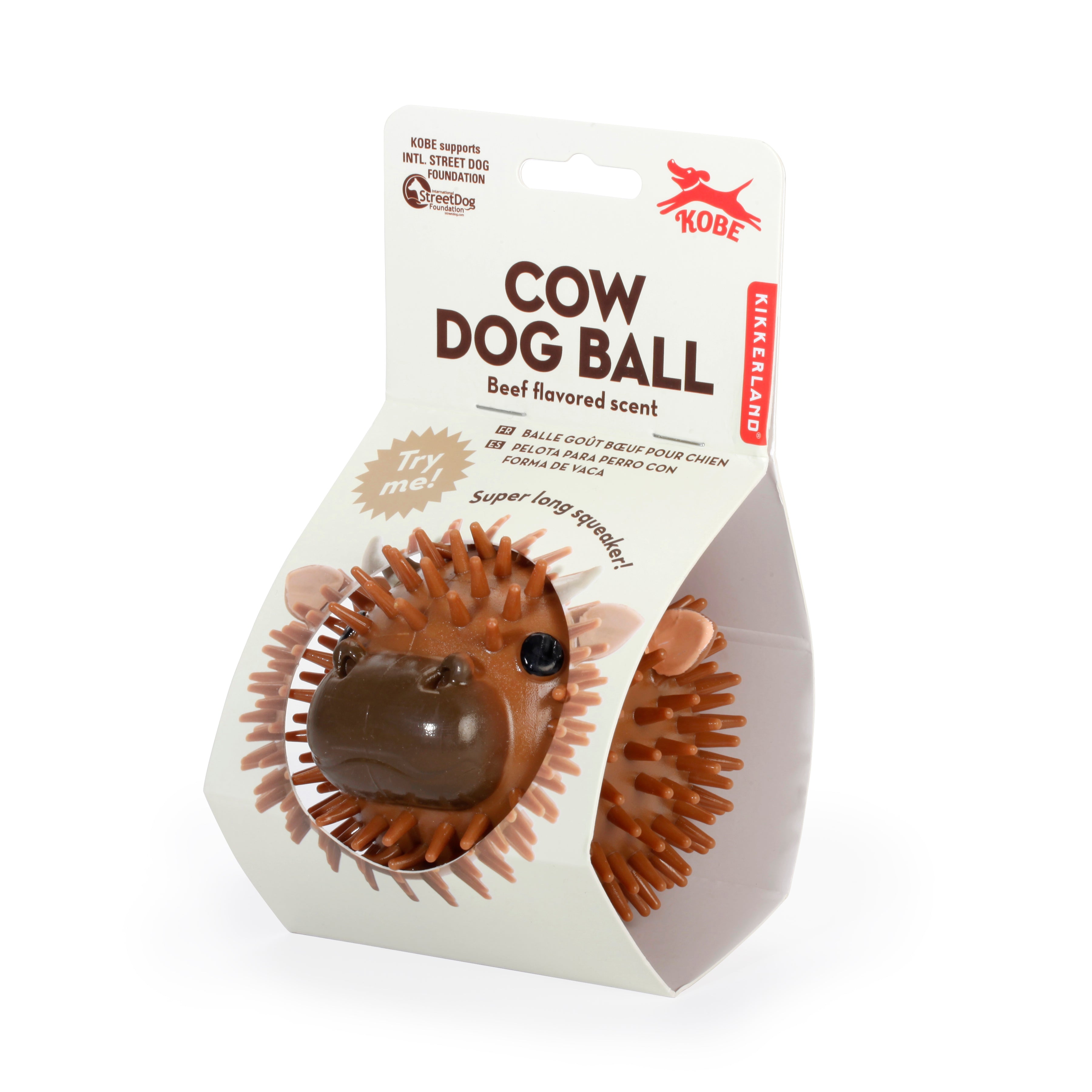 Kobe Cow Dog Ball - Durable Chew Toy for Aggressive Chewers, Interactive Fetch Toy for Large & Small Dogs - Perfect for Outdoor Play, Training & Bonding Time