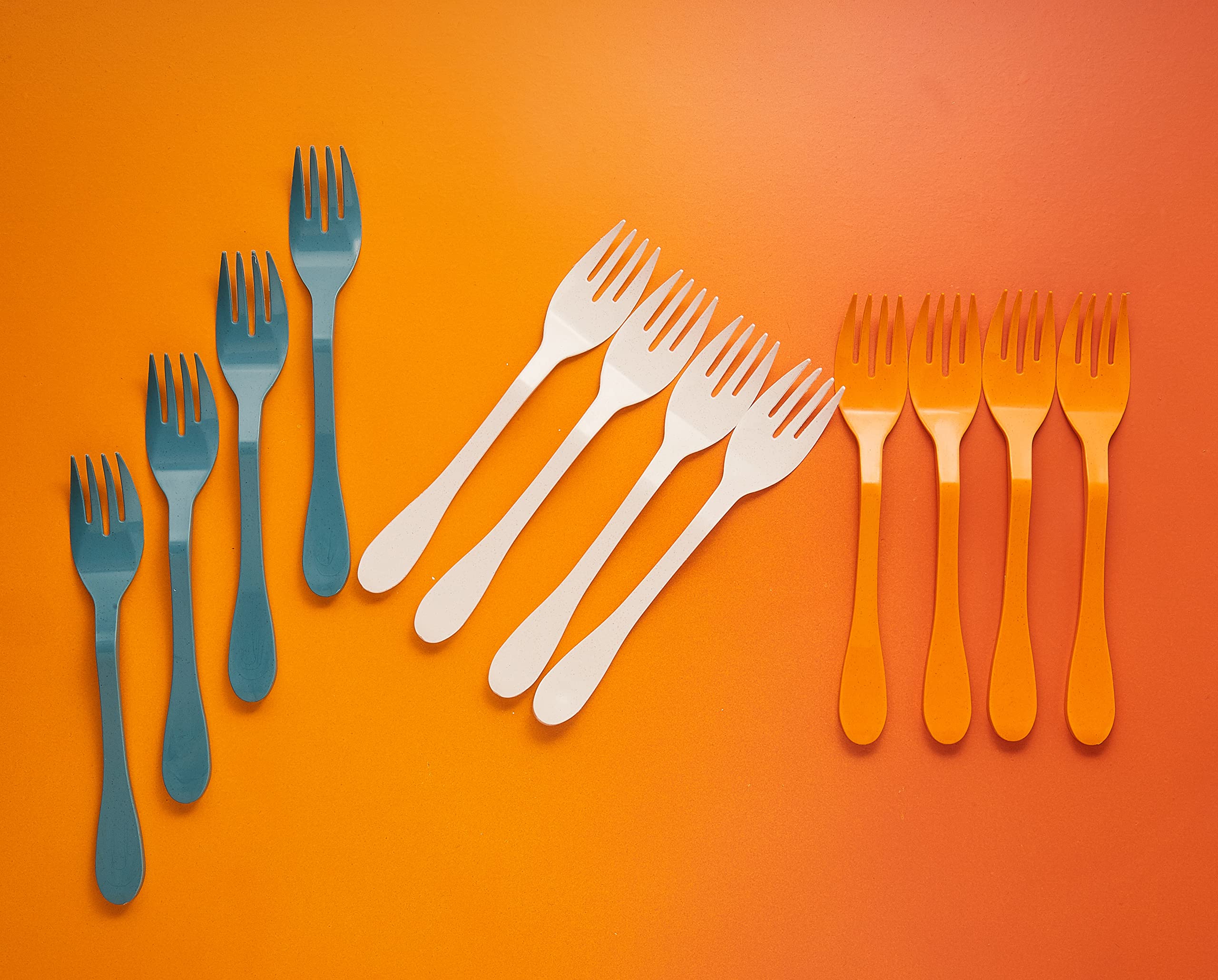Eco-Friendly Reusable Bamboo Forks - Bulk 12-Piece Set, White Compostable Cutlery for Parties, Picnics & Sustainable Dining