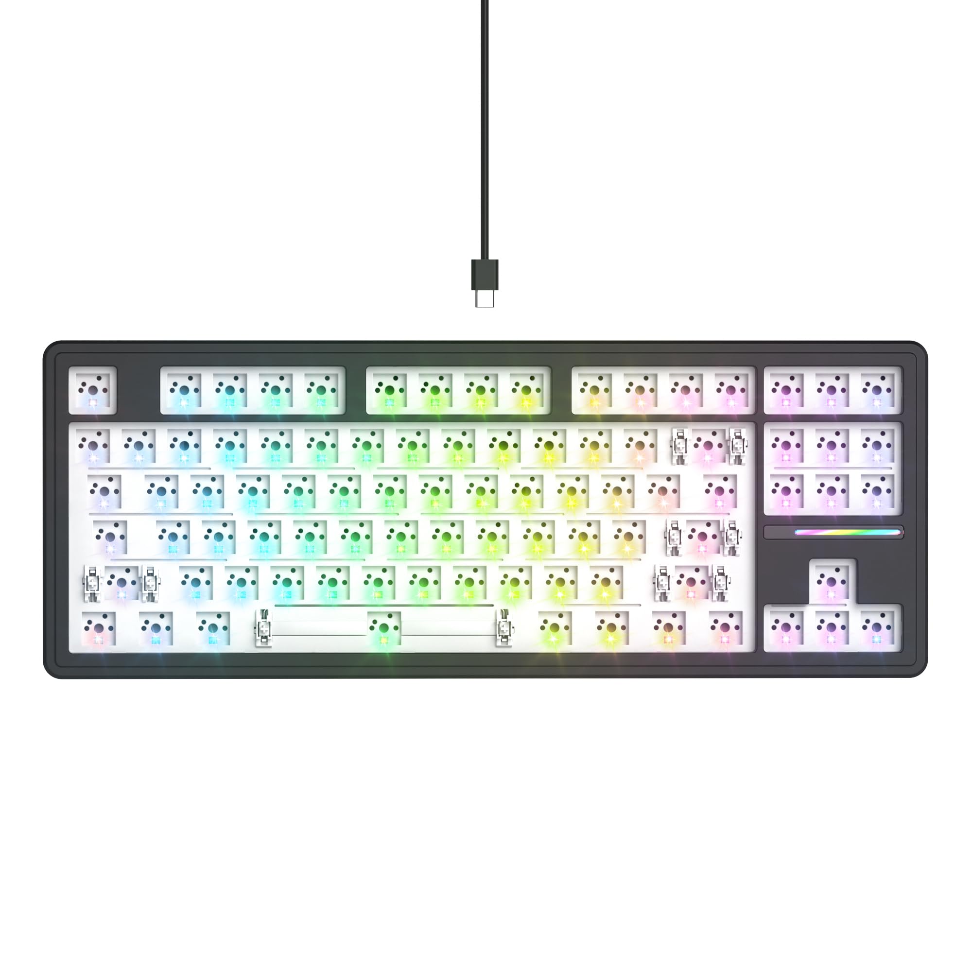 75% Custom Barebones Keyboard Kit - Gasket Mounted, Blank DIY Silent TKL Mechanical Gaming Keyboard with Hot Swappable 3pin/5pin PCB & South-Facing RGB - Compatible with Win/Mac (M87 Kit-Black) - Perfect for Gaming, Coding & Office Work