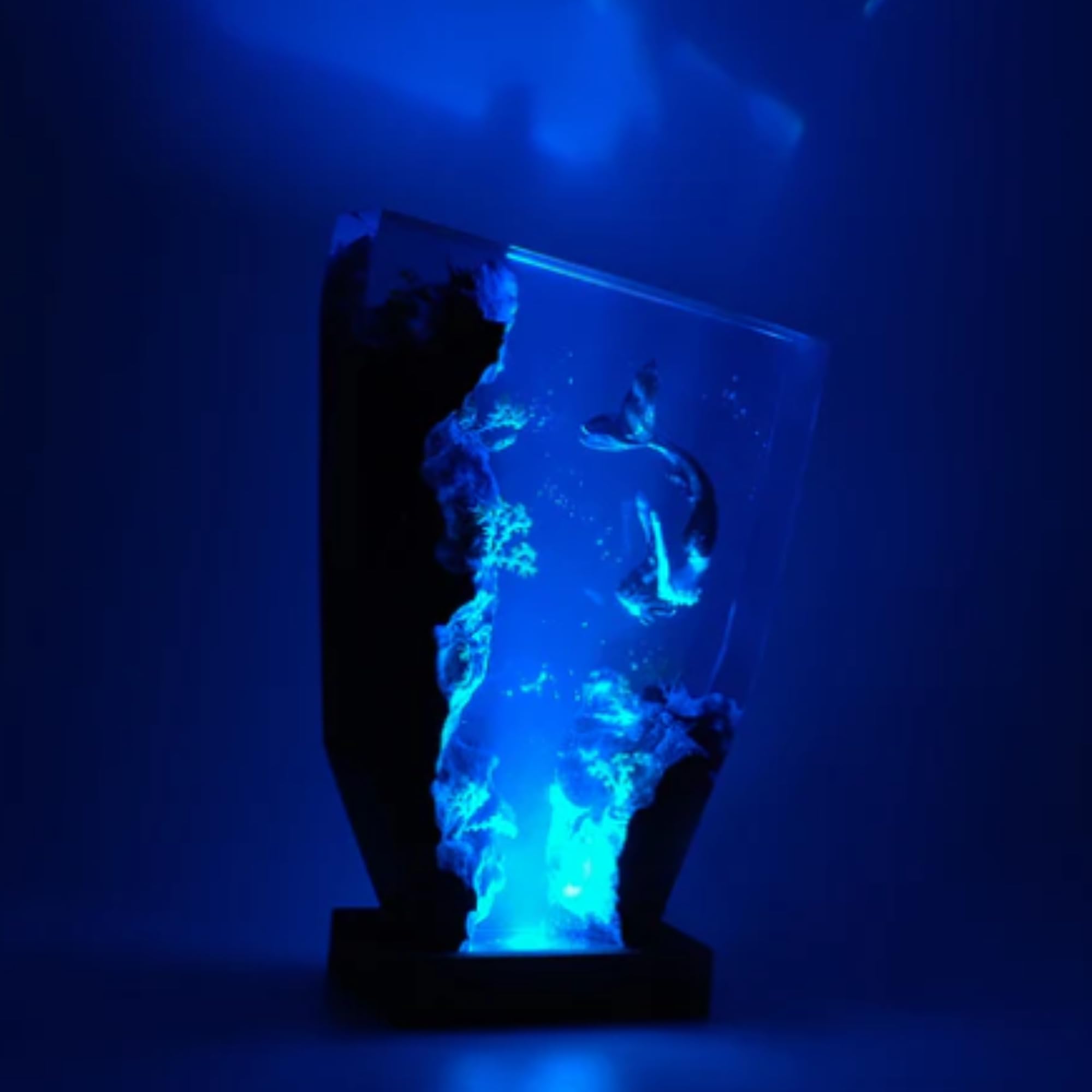 Mermaid Epoxy Resin Lamp - Deep Sea Ocean Night Light for Home Decor, Unique Gift for Lovers (8x5 Inch) | Perfect for Bedroom, Living Room & Romantic Gifts