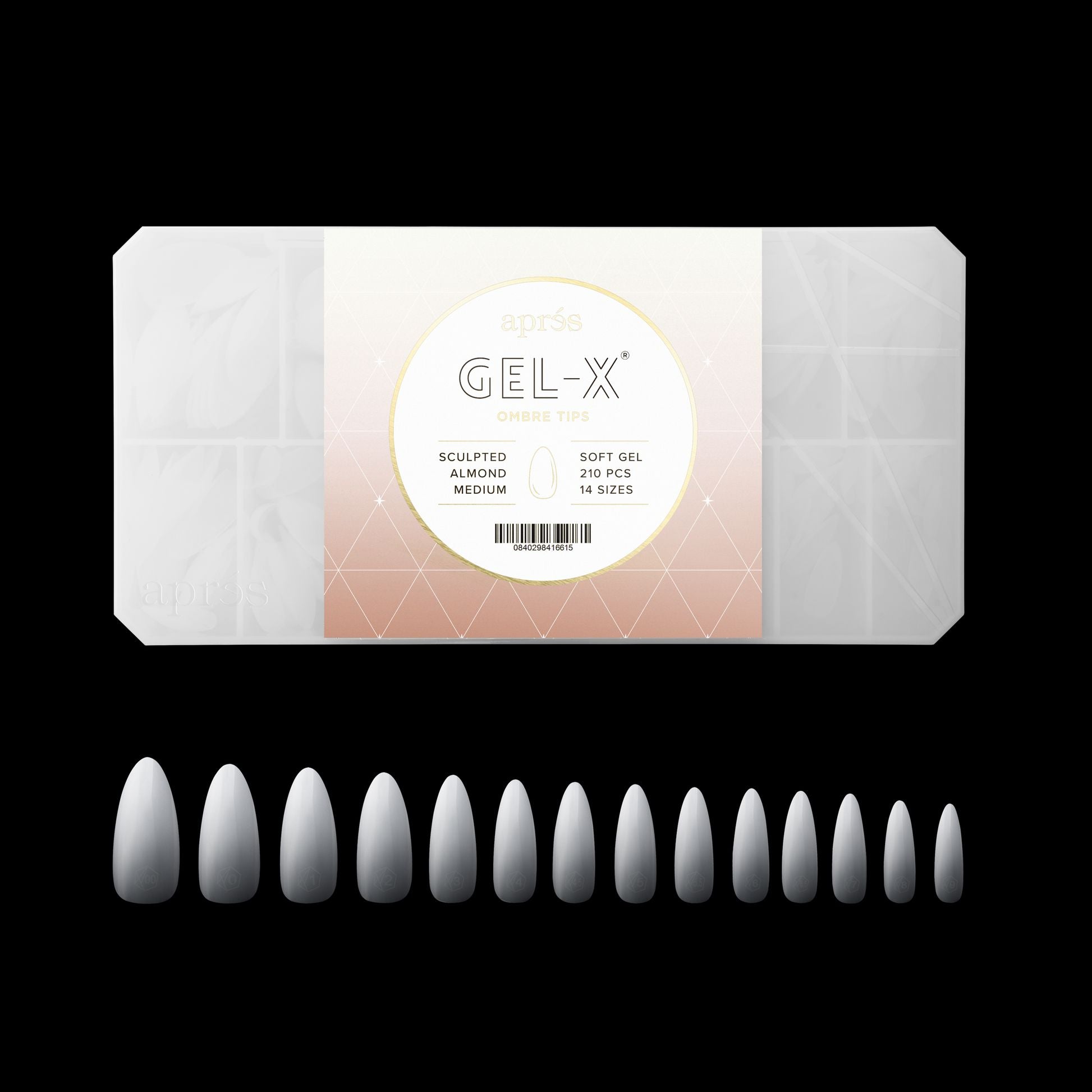 Apres Gel X Ombre Sculpted Almond Medium Nail Tips - 210 Pcs Kit for Professional Salon & Home Manicure | Perfect for Wedding, Party & Special Occasion Nail Art