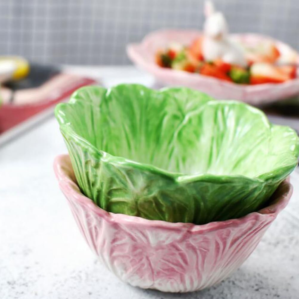UPKOCH Kids Ceramic Bowl - Cabbage Design Fruit Salad Dessert Bowl, 5.9 Inch Green Cute Bowl for Children | Perfect for Snacks, Parties, Weddings, Bars, Restaurants | Ideal for Kids Meals, Birthday Parties, Family Gatherings & Restaurant Use