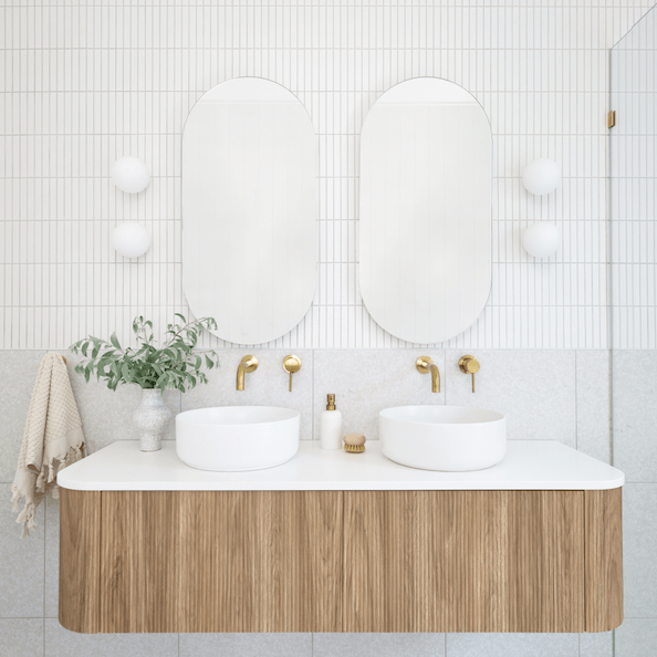 Waverley Vanity 1500 Wall Mounted Bathroom Sink Cabinet - Solid Oak Finish for Modern Bathroom Decor | Perfect for Small Spaces & Contemporary Homes